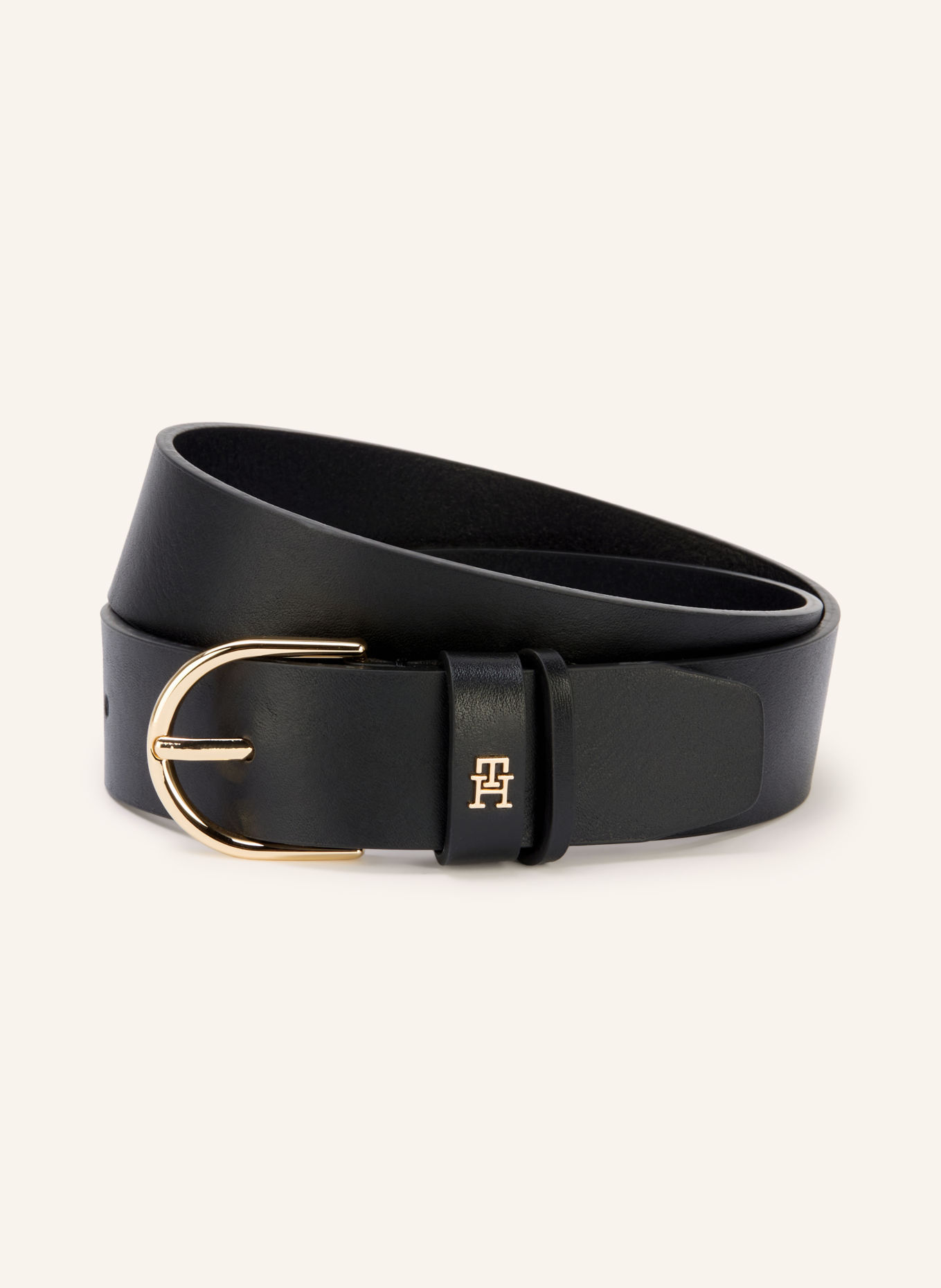 TOMMY HILFIGER Leather belt: BLACK