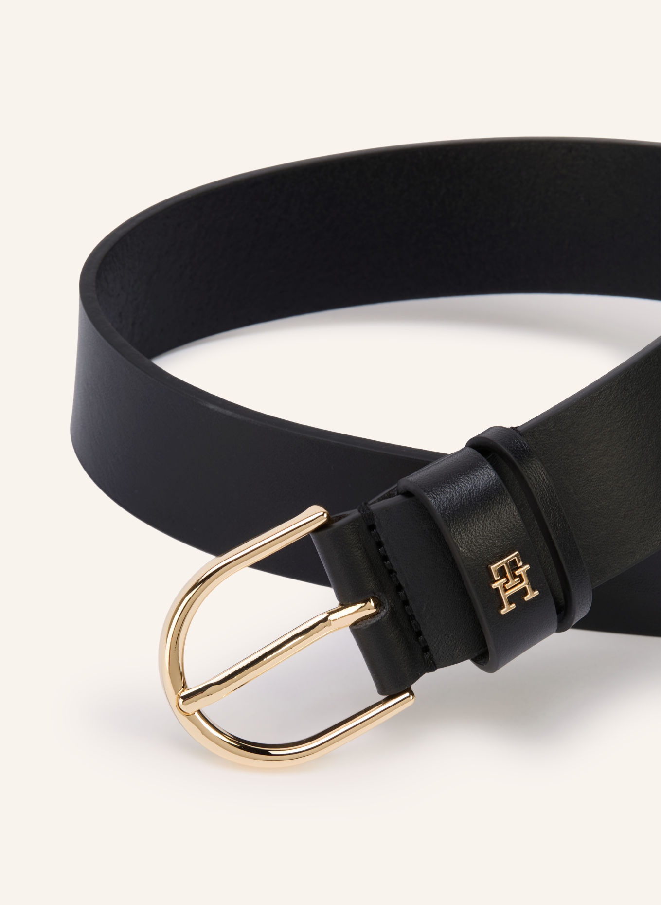 TOMMY HILFIGER Leather belt: BLACK