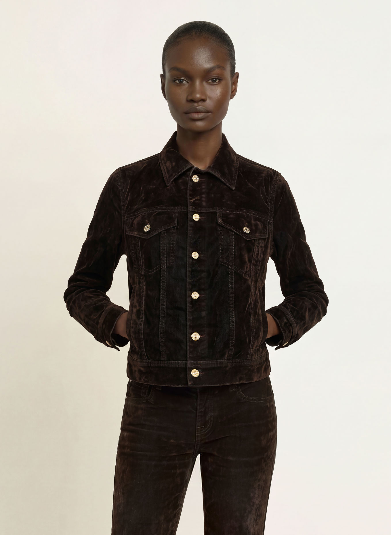 7 for all mankind Fluwelen jas ADI TRUCKER: 3TE FLOCK BROWN