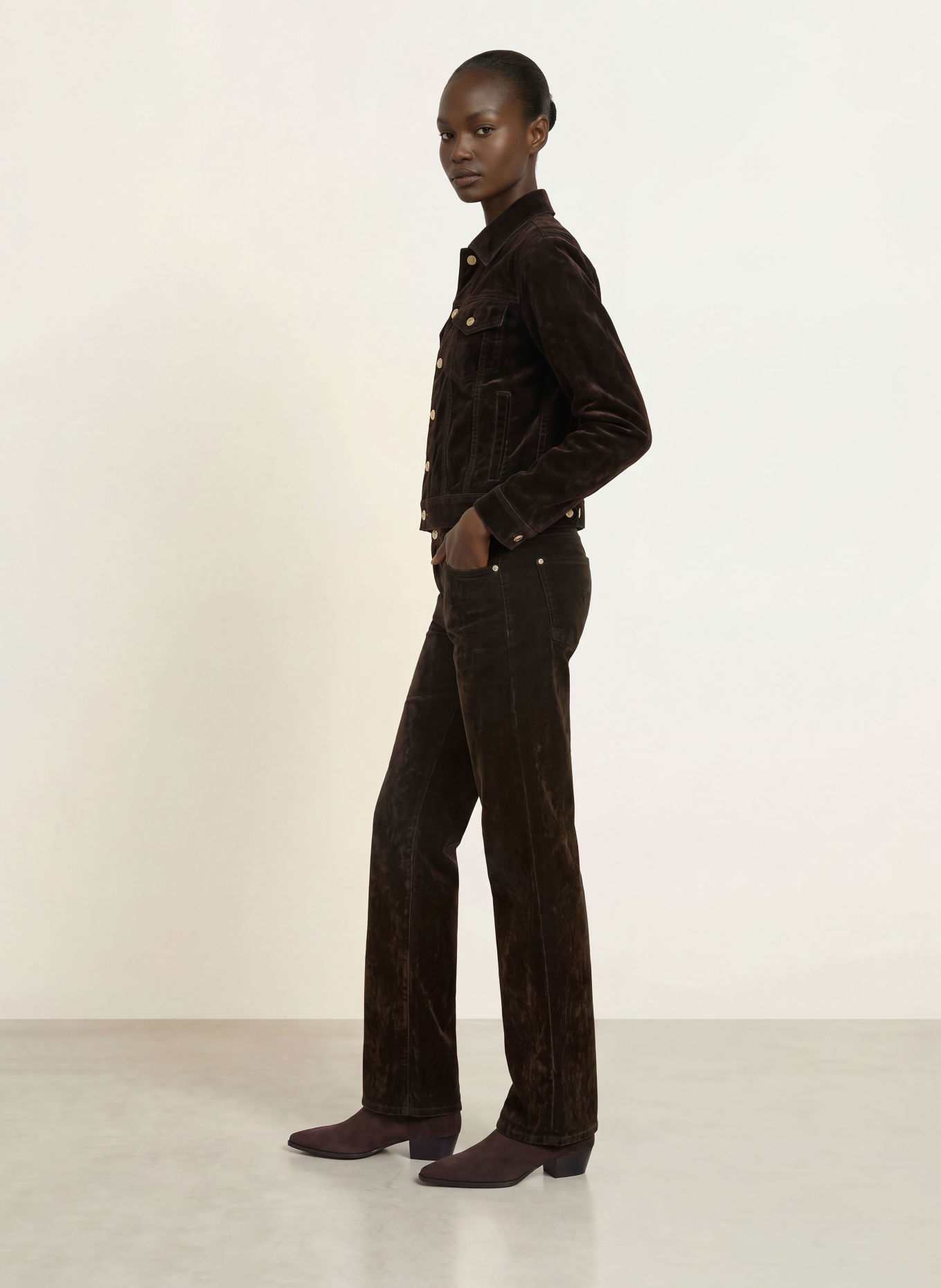 7 for all mankind Fluwelen jas ADI TRUCKER: 3TE FLOCK BROWN