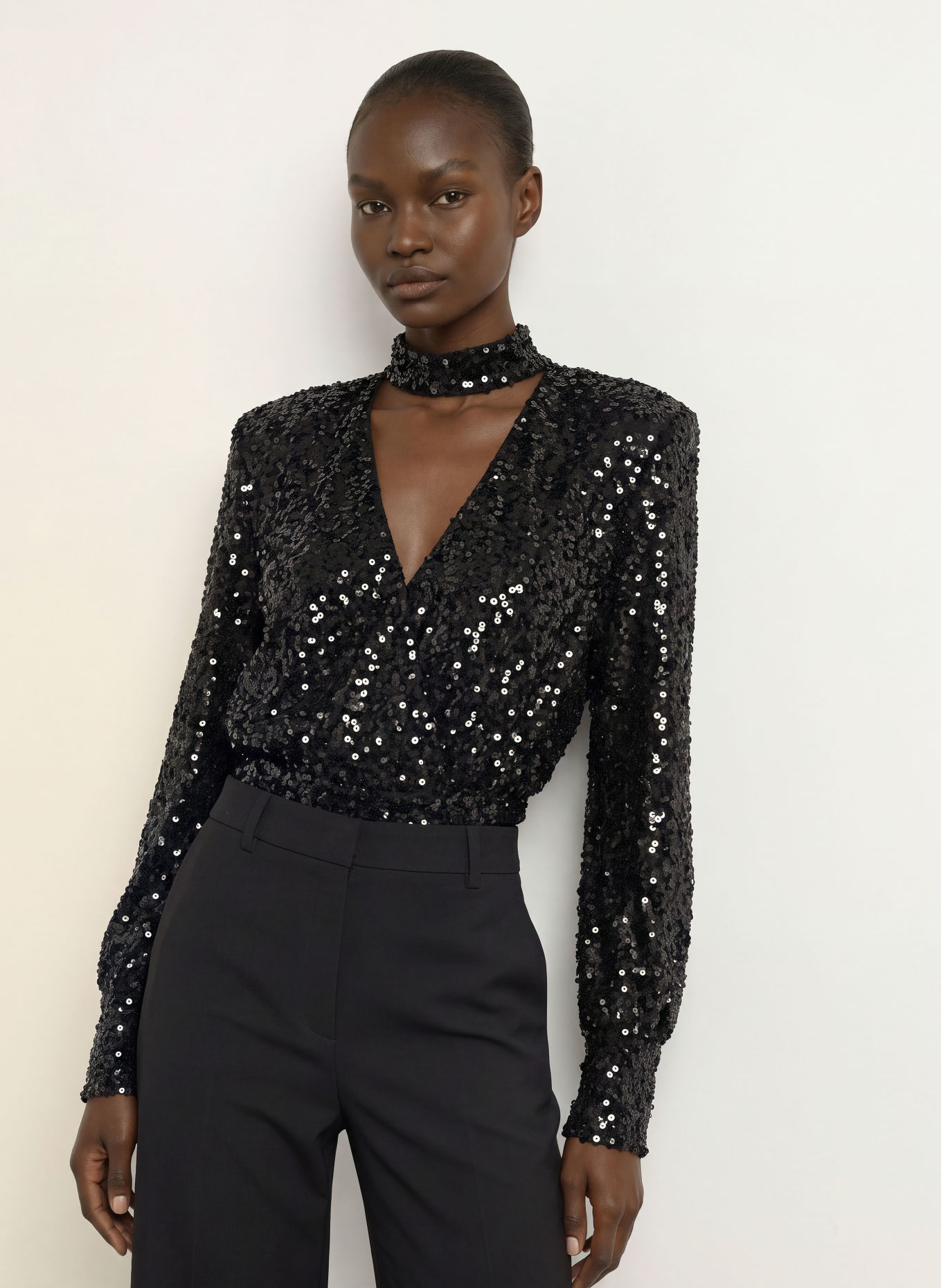 UNDRESS CODE Sequin bodysuit: BLACK