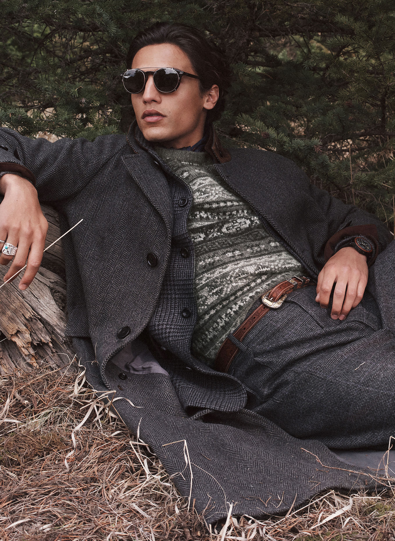 RALPH LAUREN PURPLE LABEL Cashmere Sweaters: GRAY / LIGHT GRAY / DARK GRAY