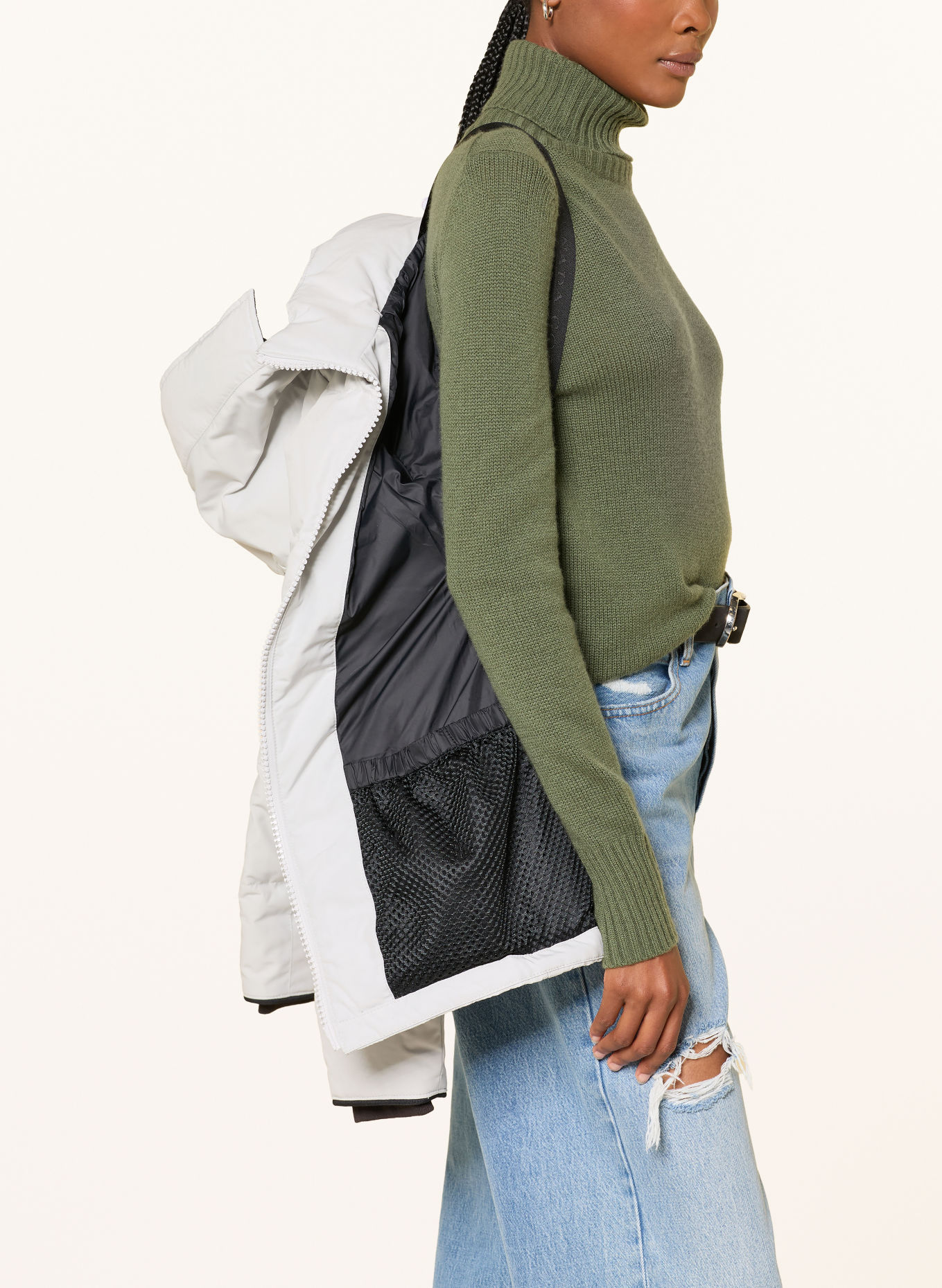 CANADA GOOSE Daunenjacke mit abnehmbarer Kapuze: CREME