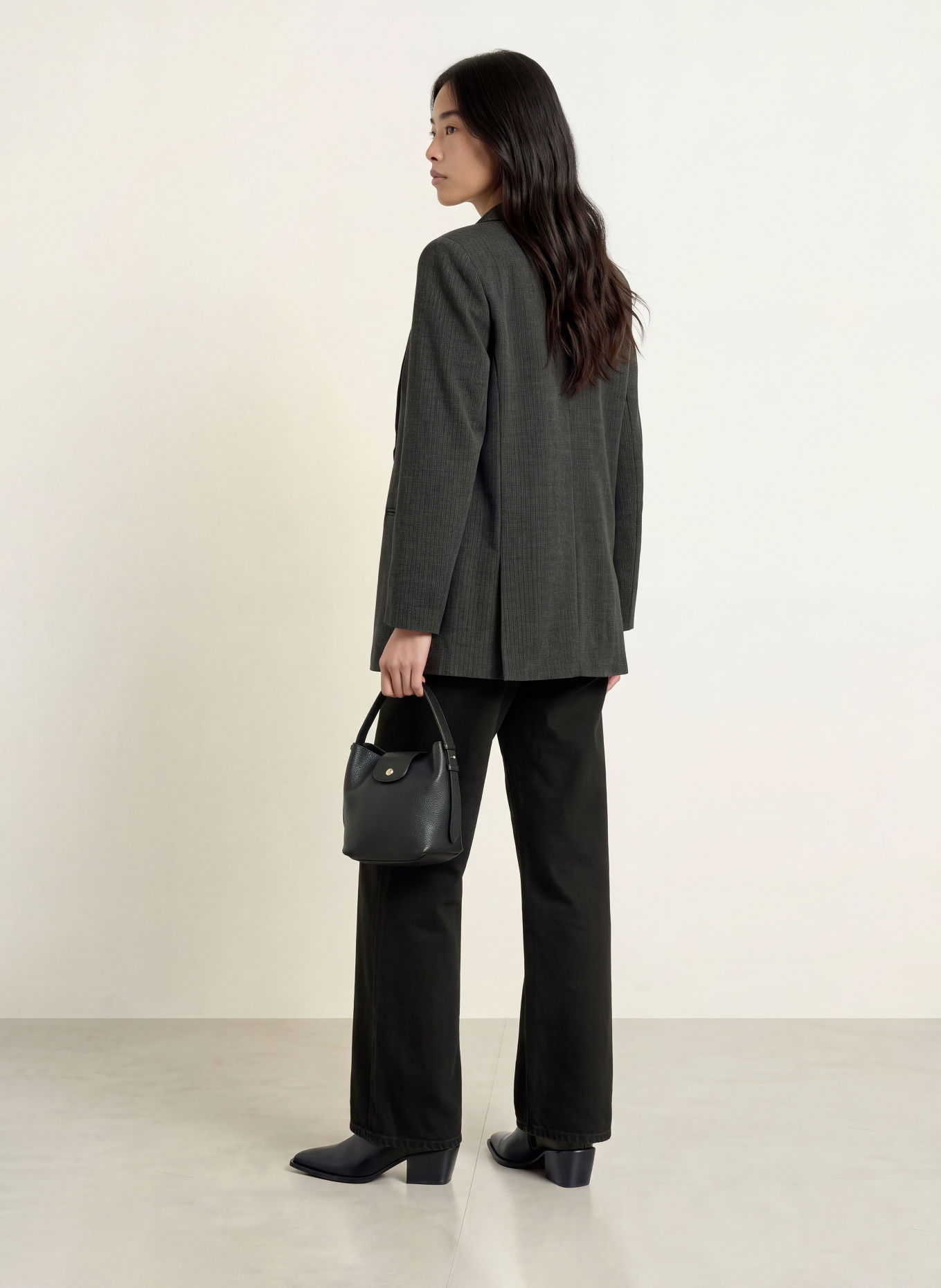 ICHI Marynarka oversize IHKATE GRAYA: CZIEMNOSZARY / SZARY
