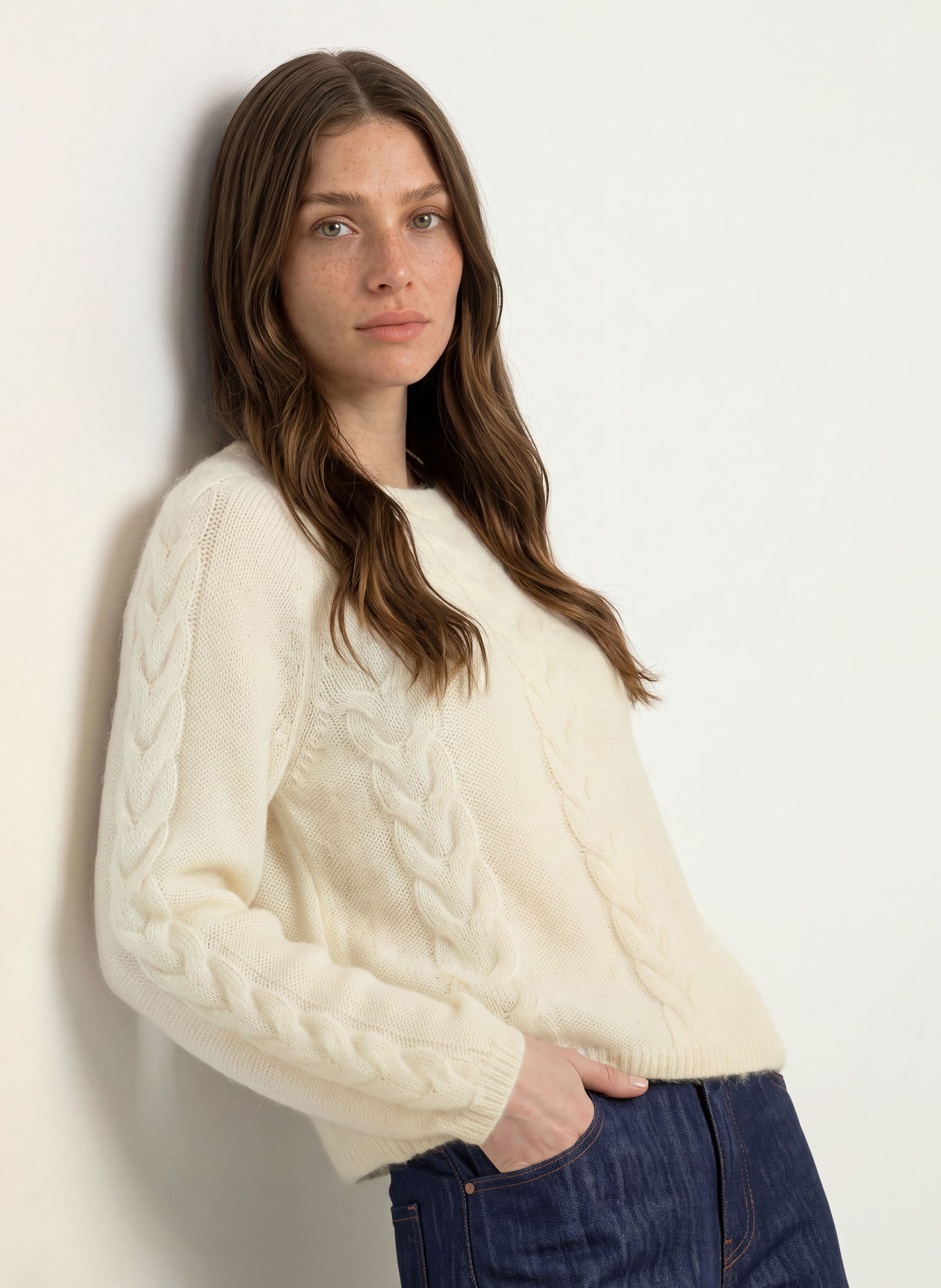 BOSS Pullover FYPERA mit Mohair: WEISS