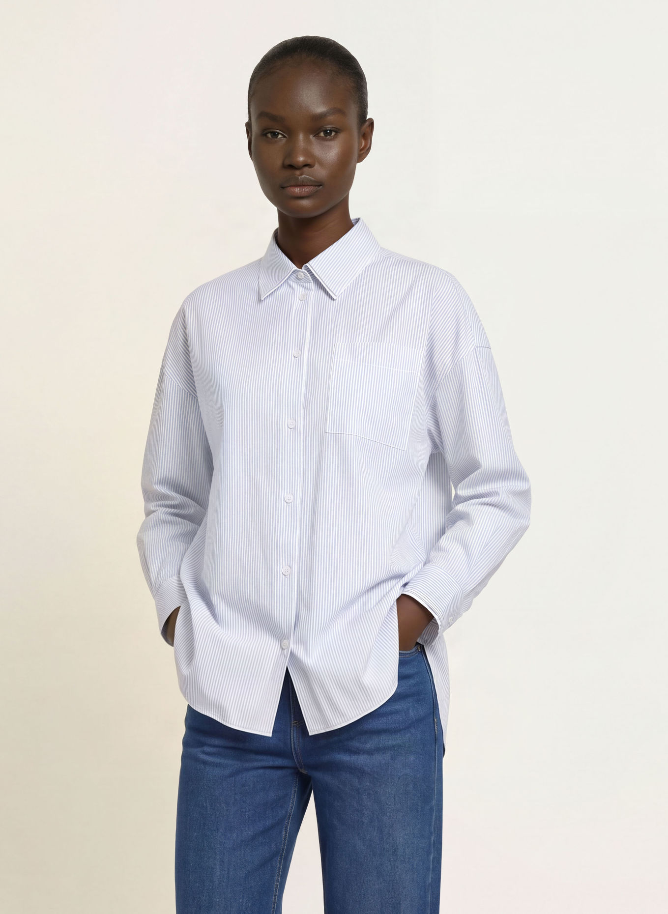 BOSS BERNIE Shirt blouse: DARK BLUE / WHITE