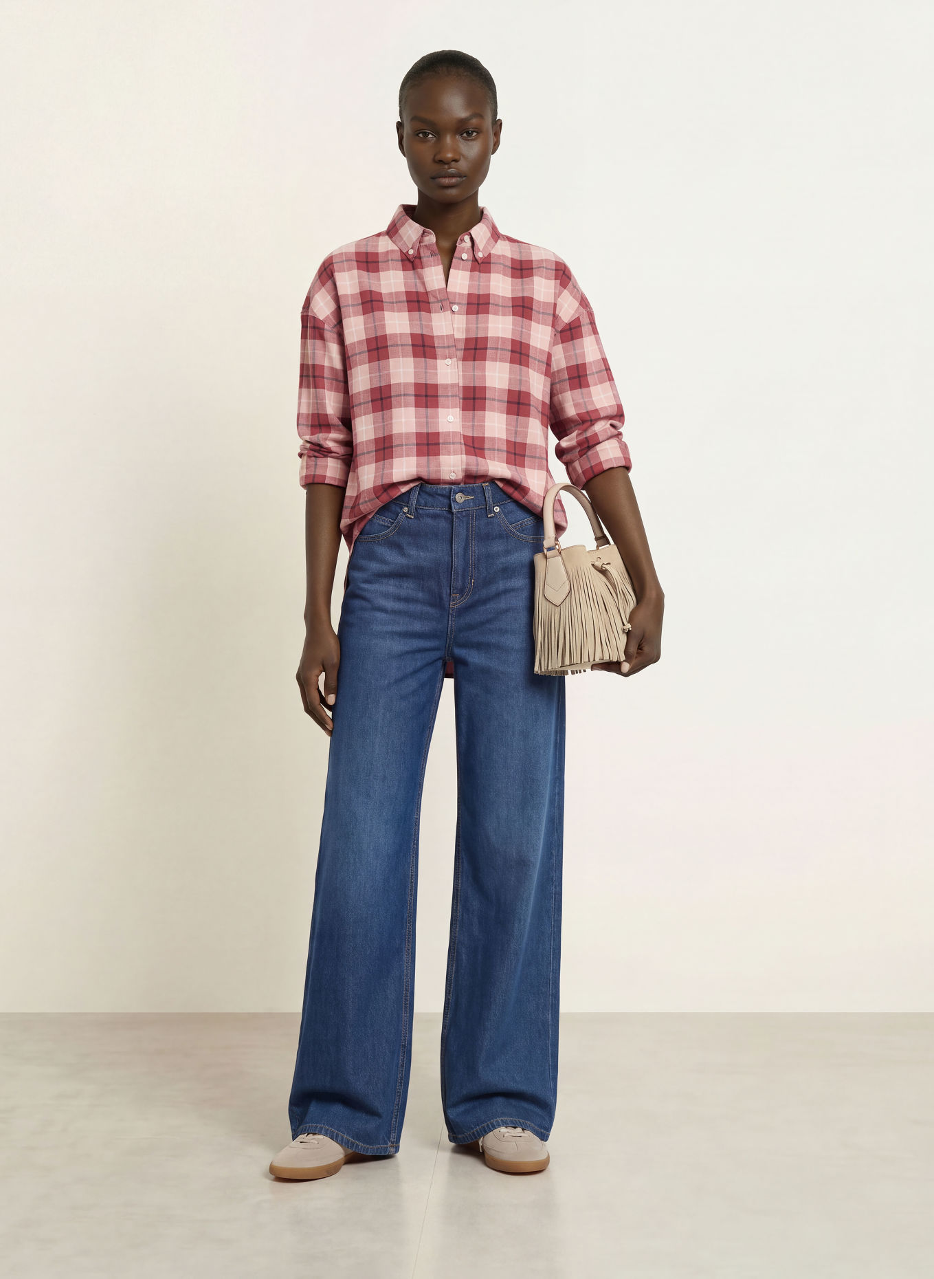BOSS BOSTATTA Flannel Shirt blouse: DUSKY PINK / ROSE / CREAM