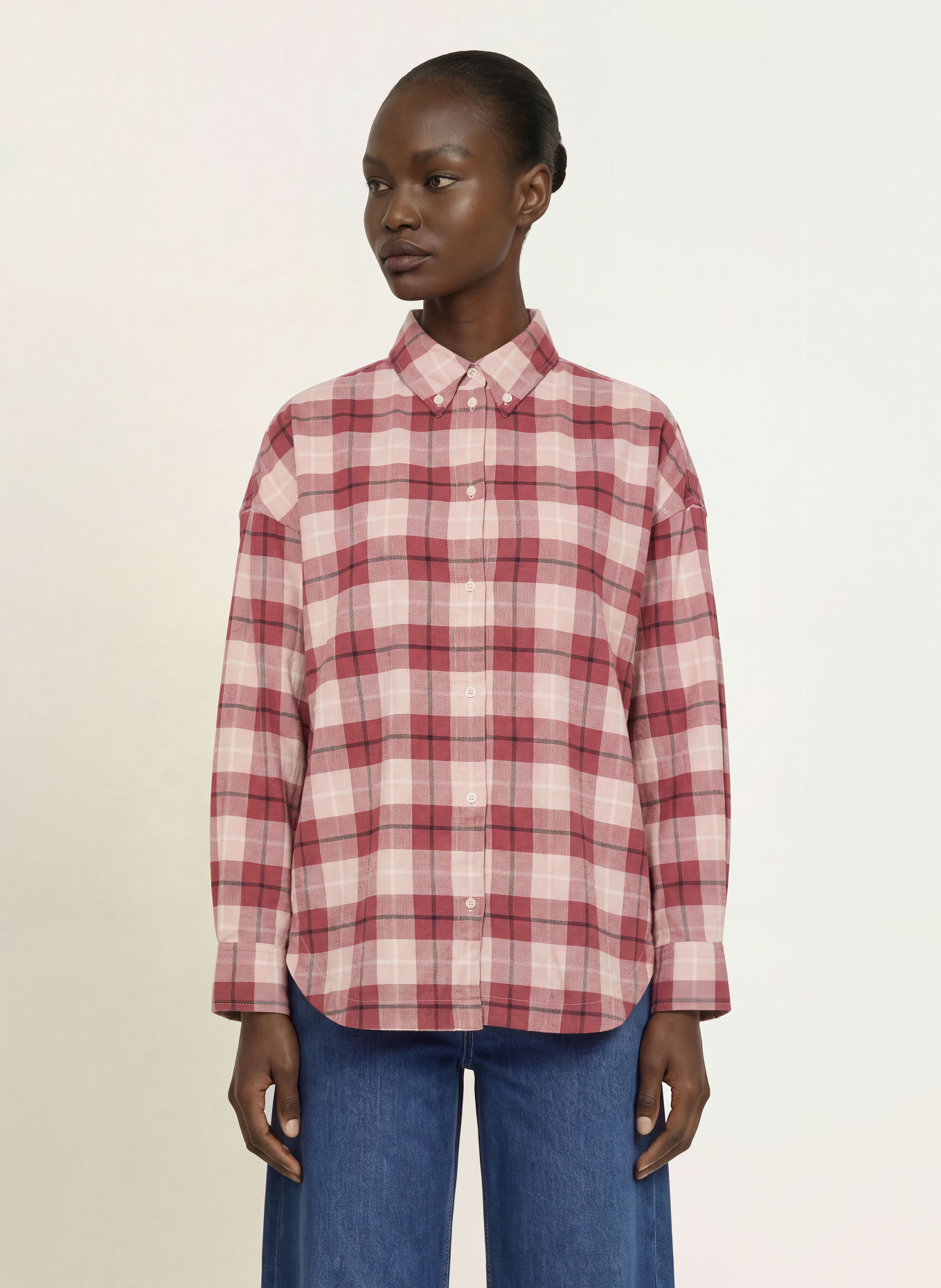 BOSS BOSTATTA Flannel Shirt blouse: DUSKY PINK / ROSE / CREAM