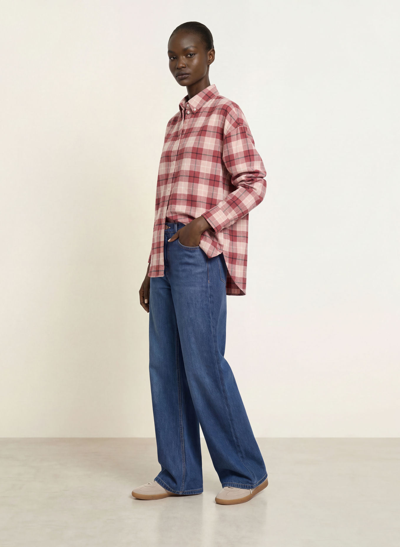 BOSS BOSTATTA Flannel Shirt blouse: DUSKY PINK / ROSE / CREAM