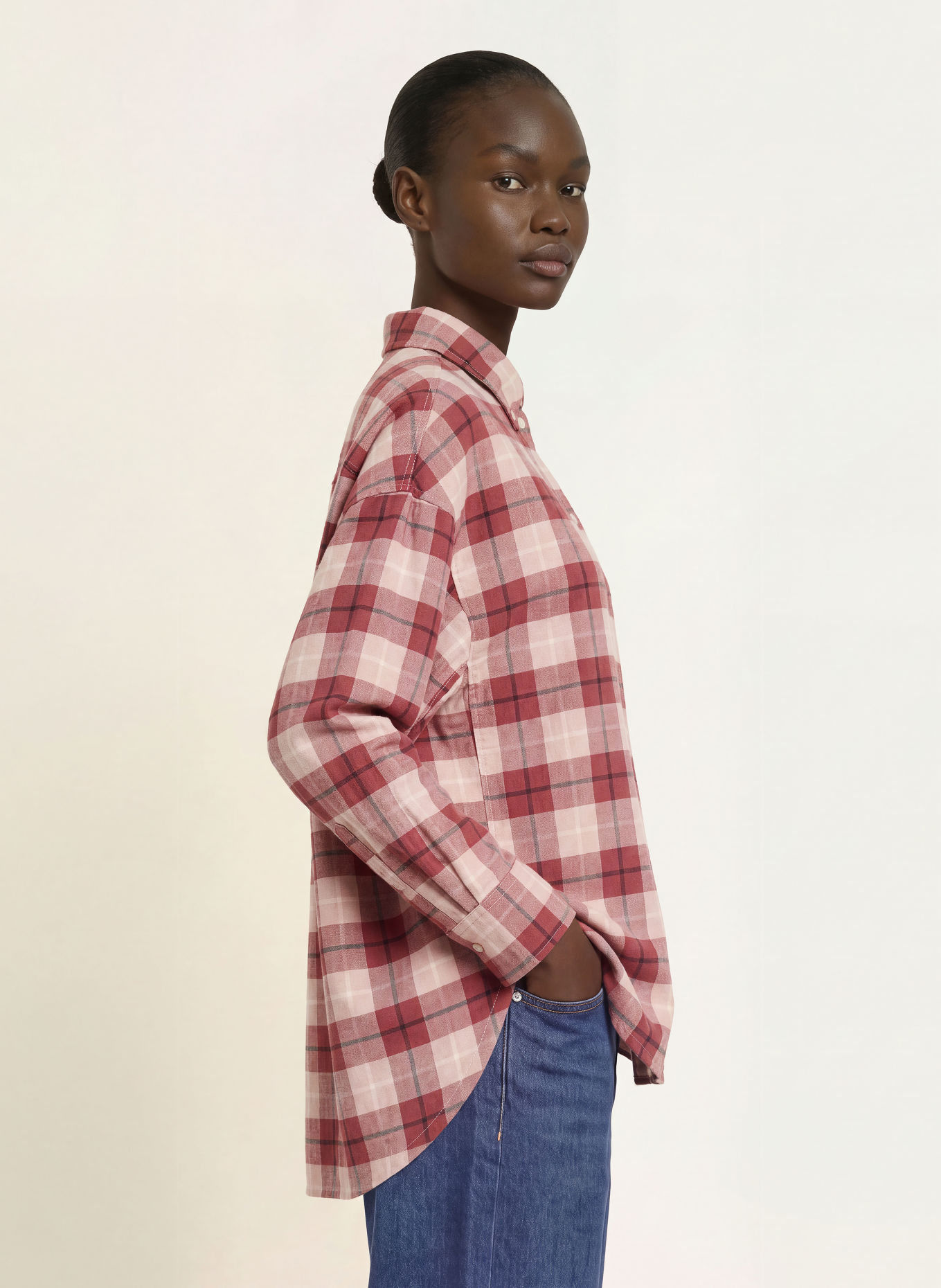 BOSS BOSTATTA Flannel Shirt blouse: DUSKY PINK / ROSE / CREAM