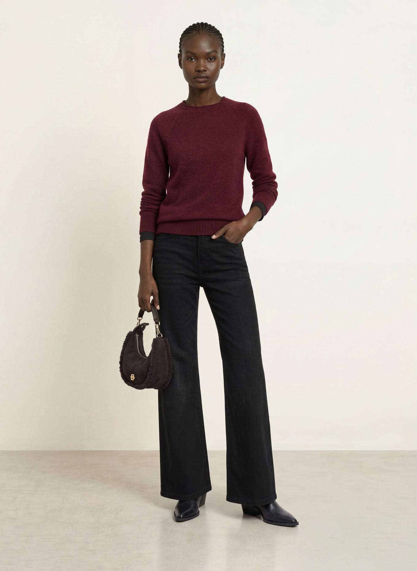 BOSS FESPERANASY Sweater with Alpaca: DARK RED