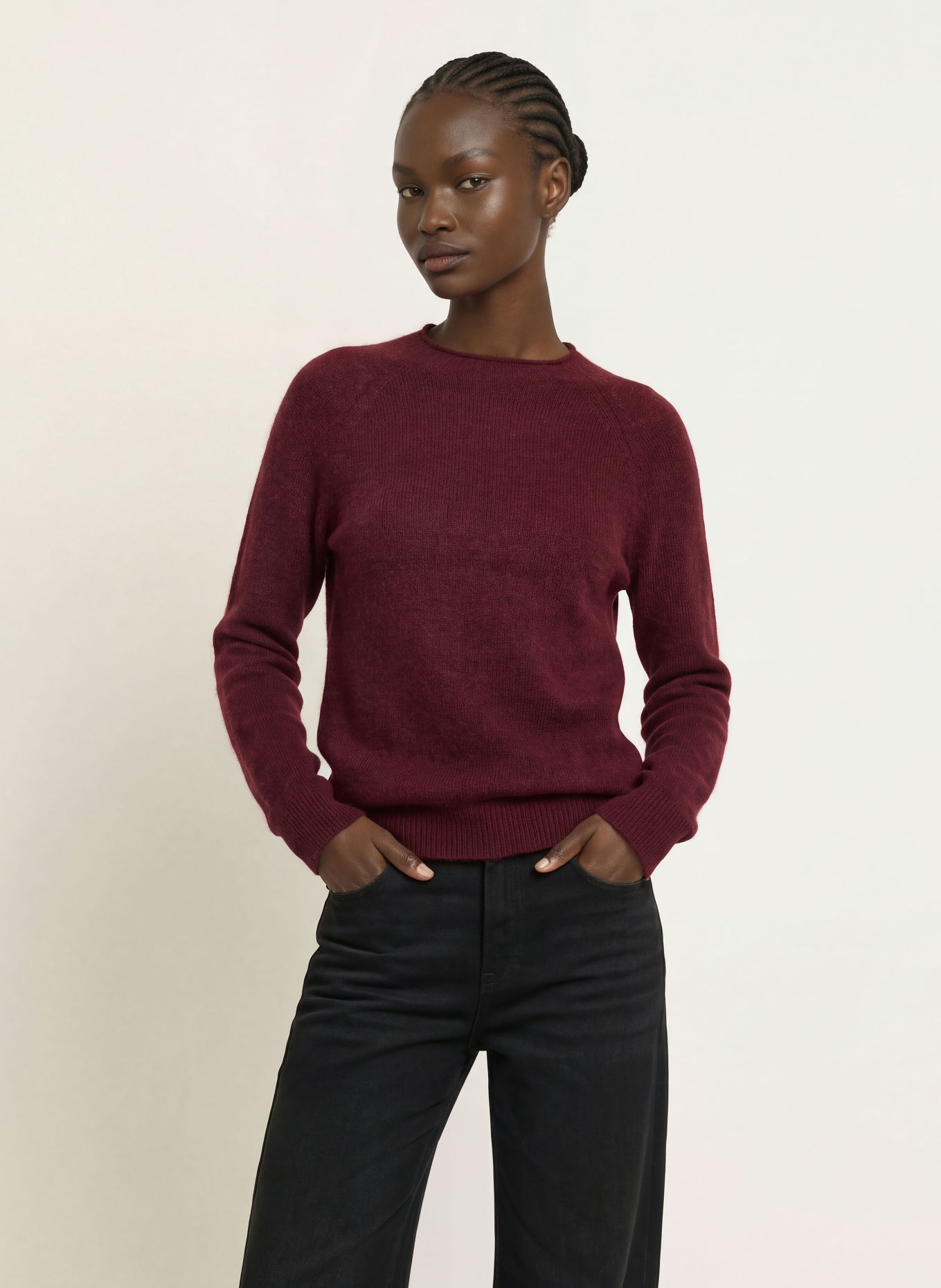 BOSS FESPERANASY Sweater with Alpaca: DARK RED