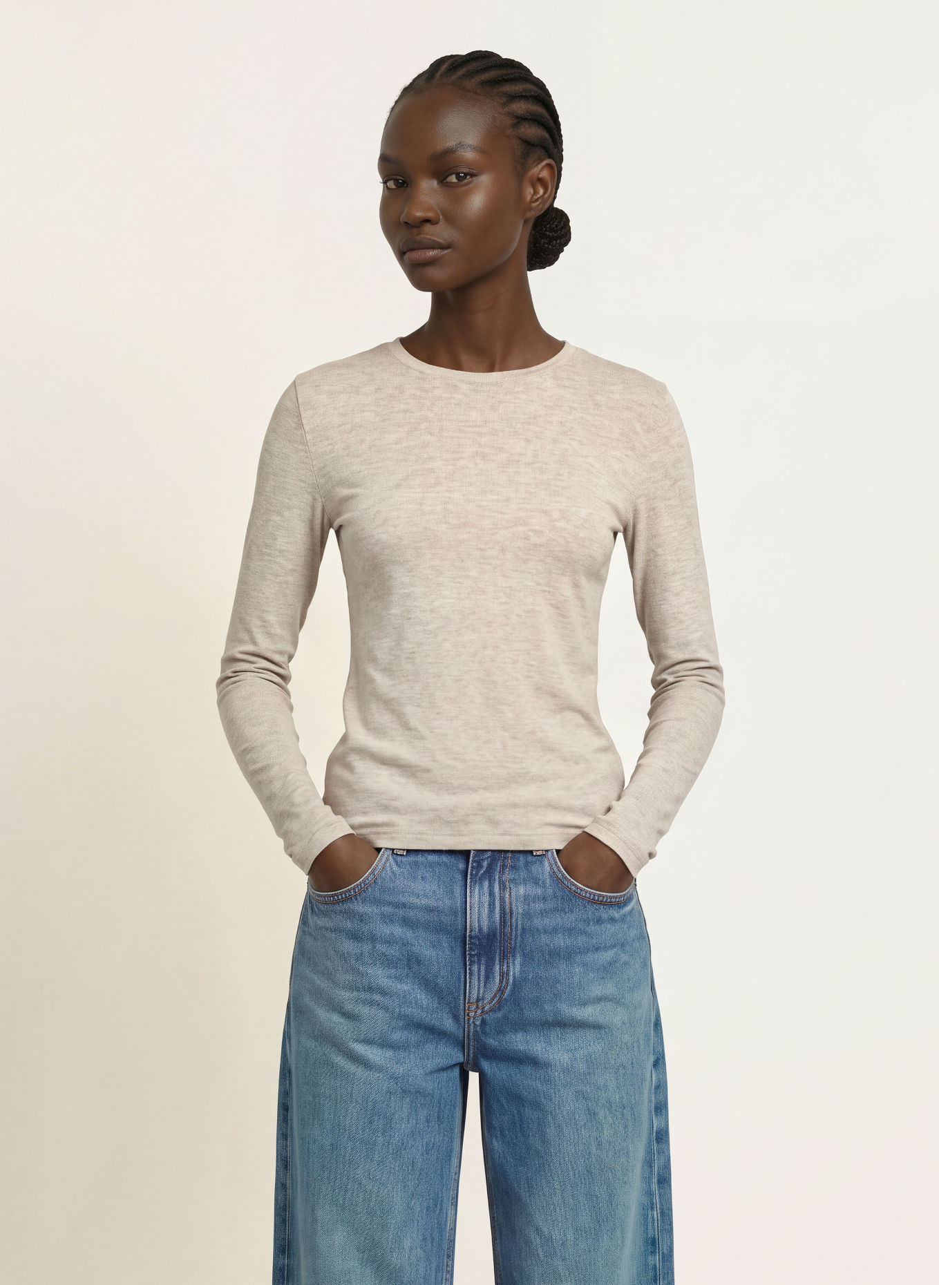 BOSS ELIVA Long-sleeve shirt: BEIGE