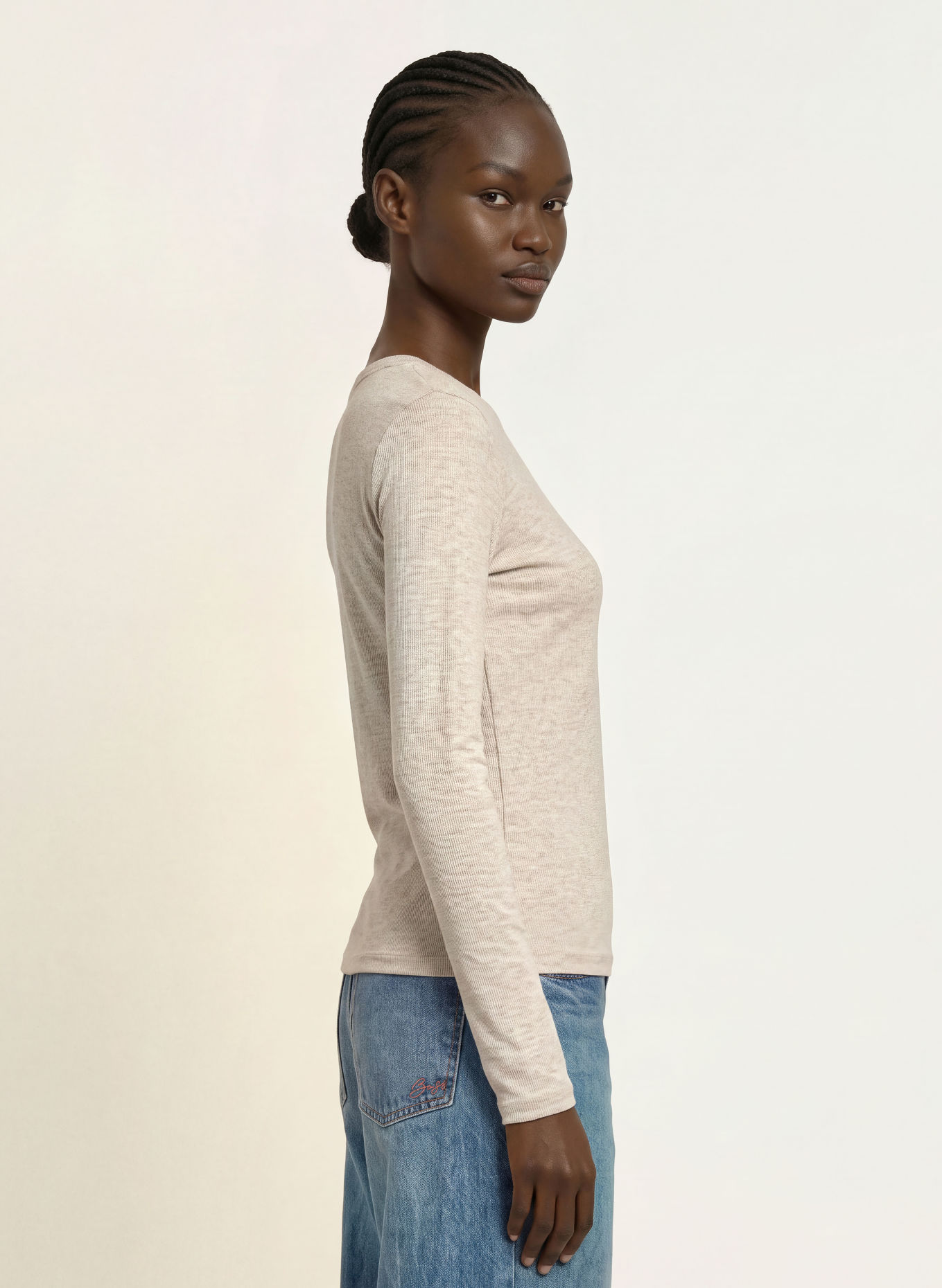 BOSS ELIVA Long-sleeve shirt: BEIGE
