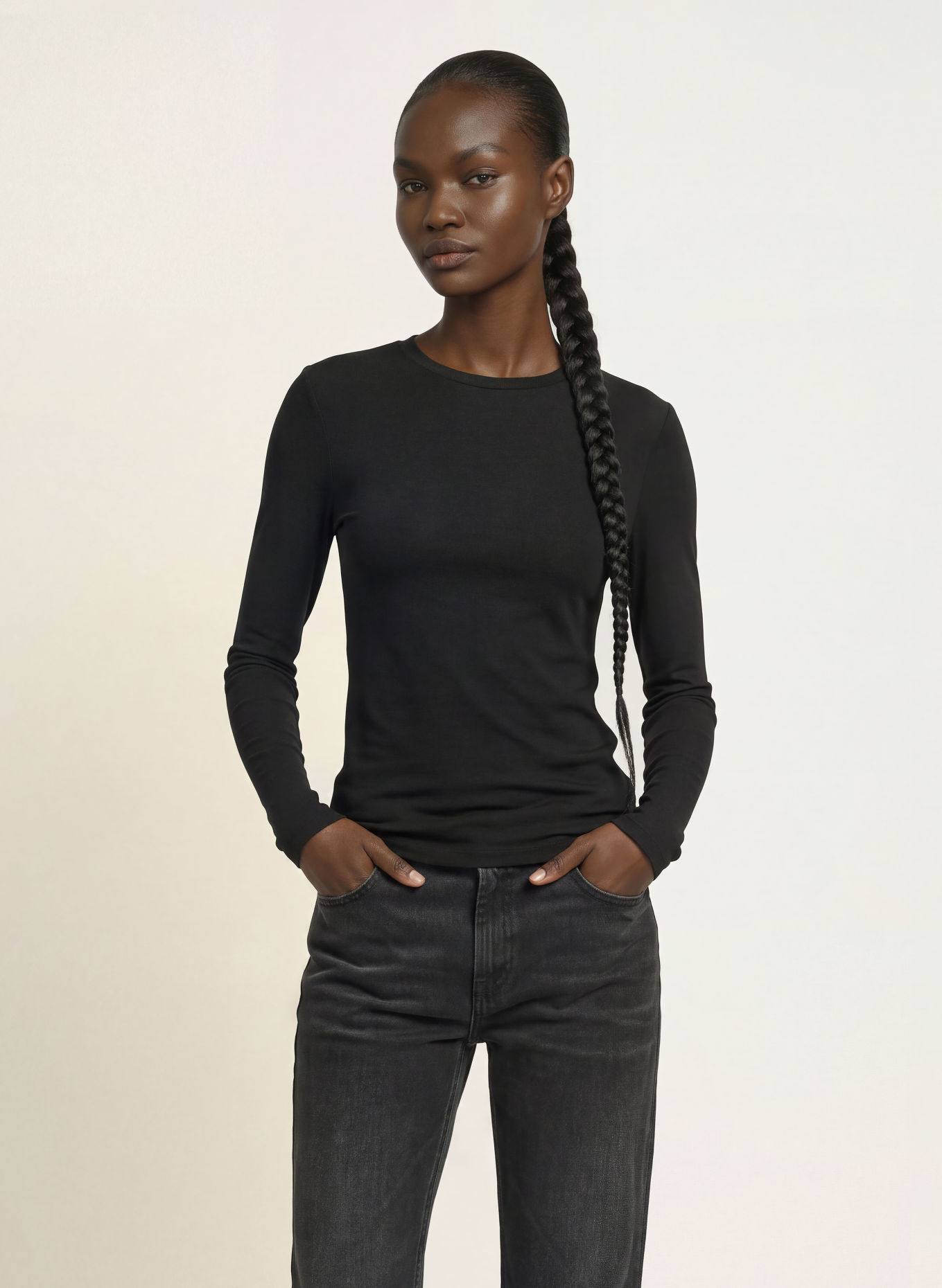 BOSS ELIVA Long-sleeve shirt: BLACK