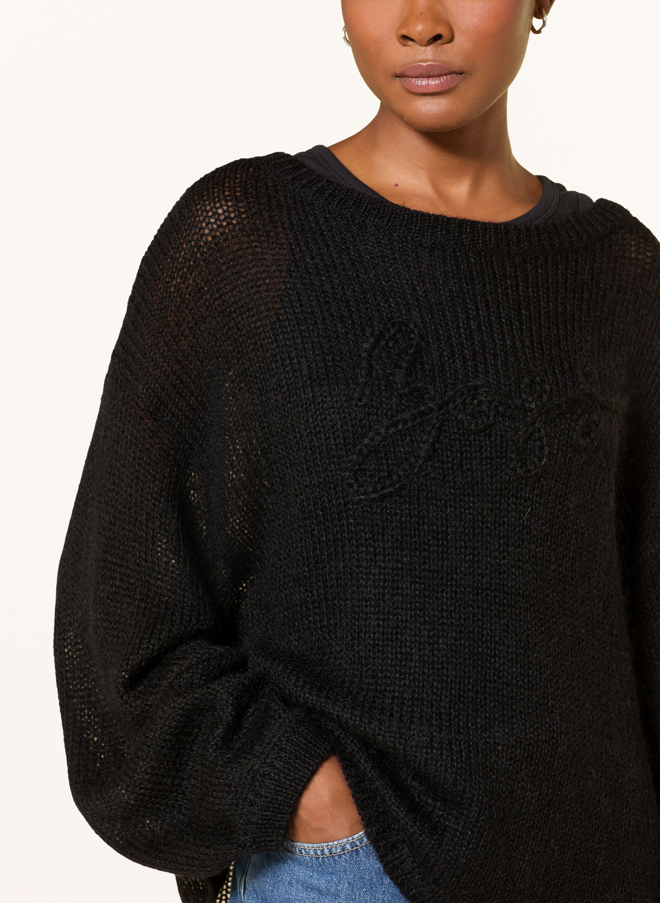 BOSS FARAZENA Sweater with Mohair: BLACK