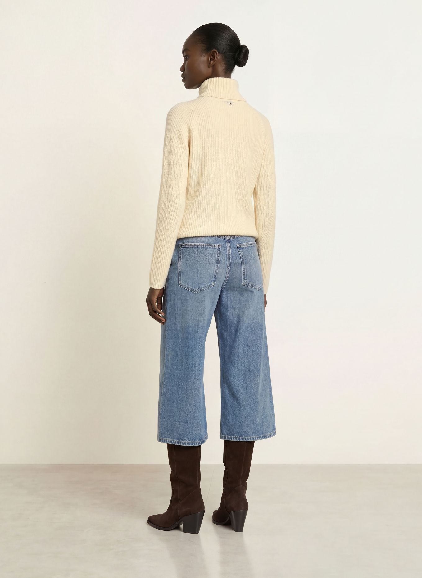 BOSS FALODINA-rullekravepullover med alpaka: CREME