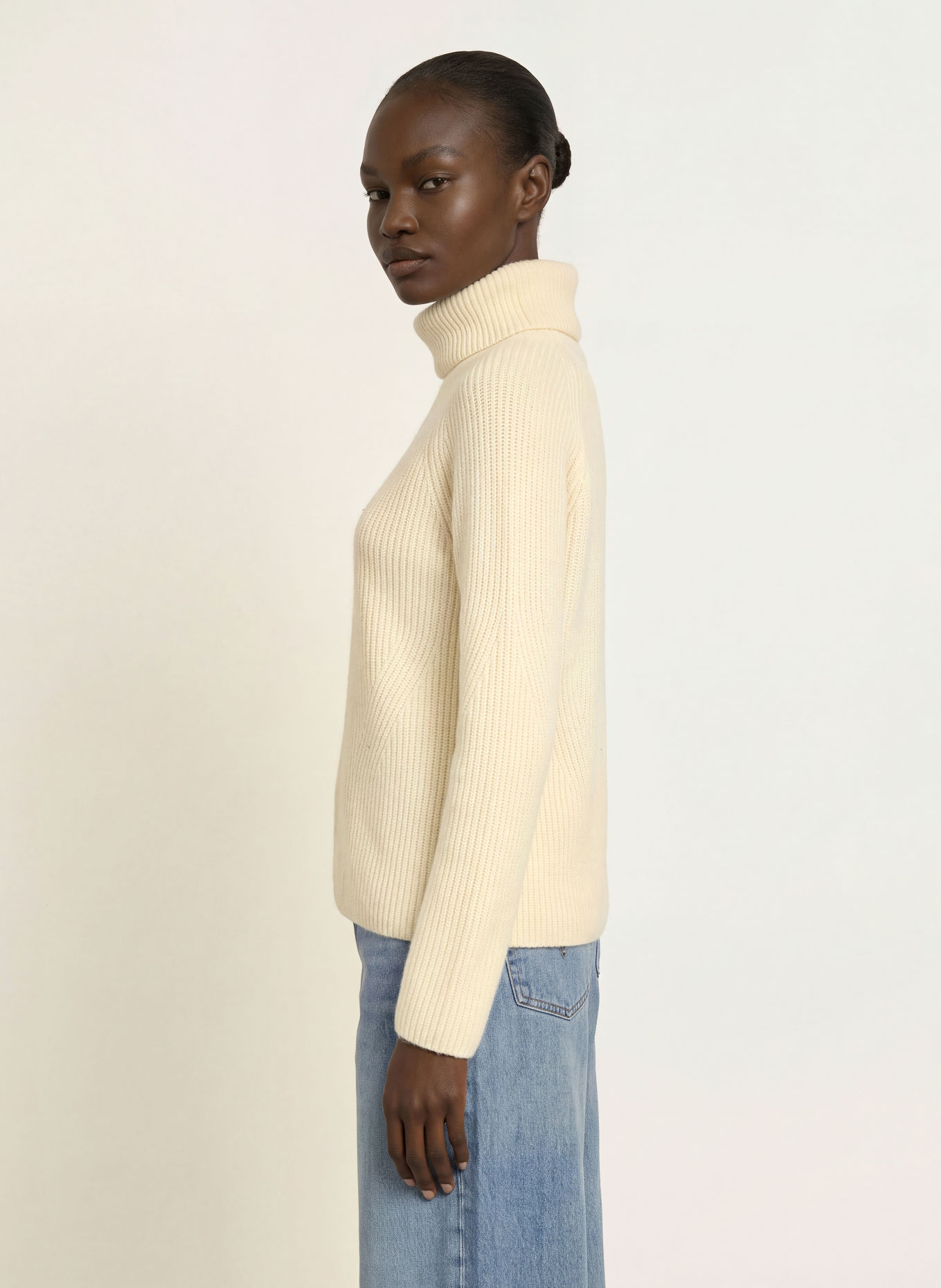 BOSS FALODINA-rullekravepullover med alpaka: CREME