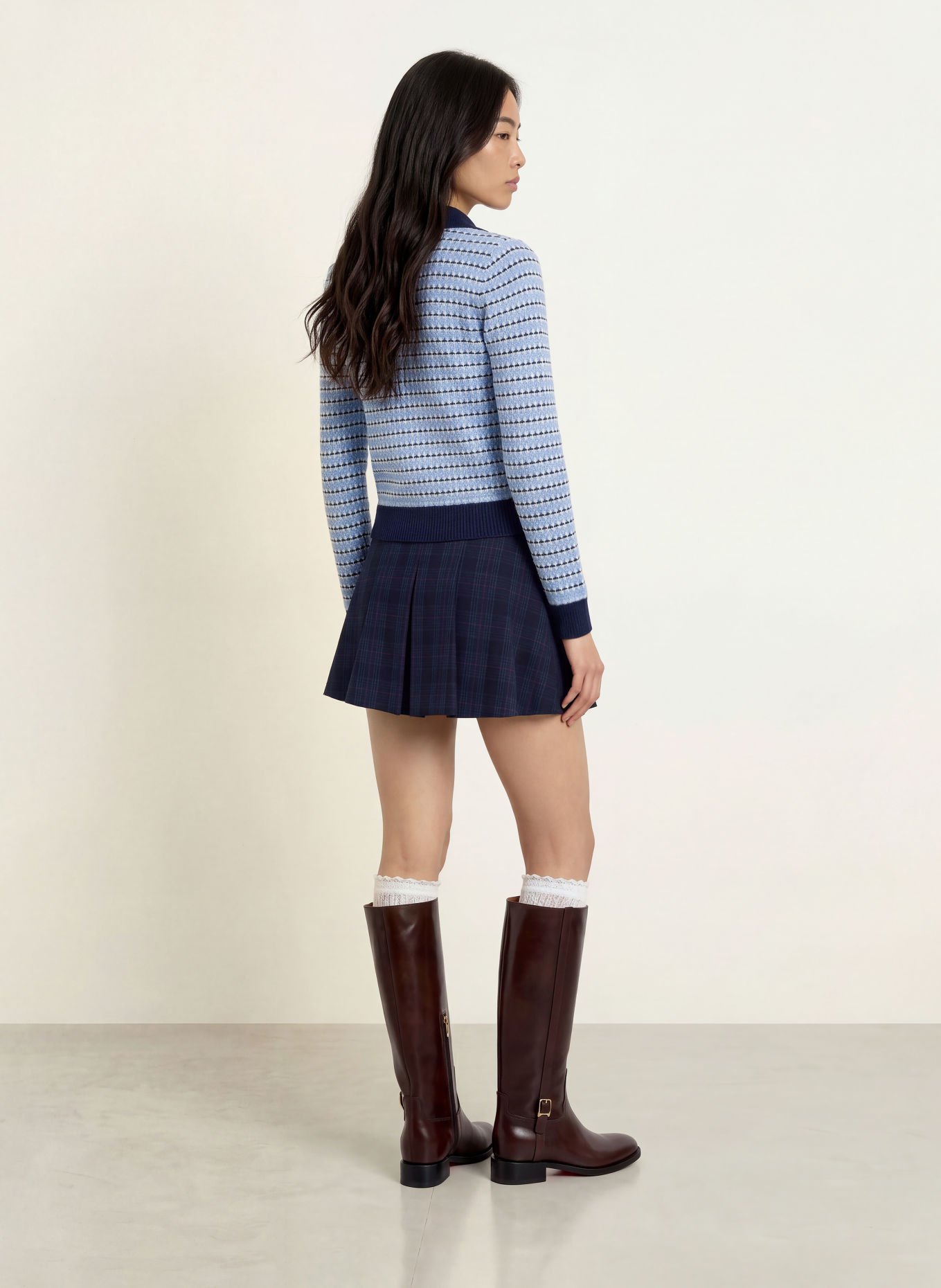 SUNCOO Strickjacke GUALEM: HELLBLAU / DUNKELBLAU / WEISS
