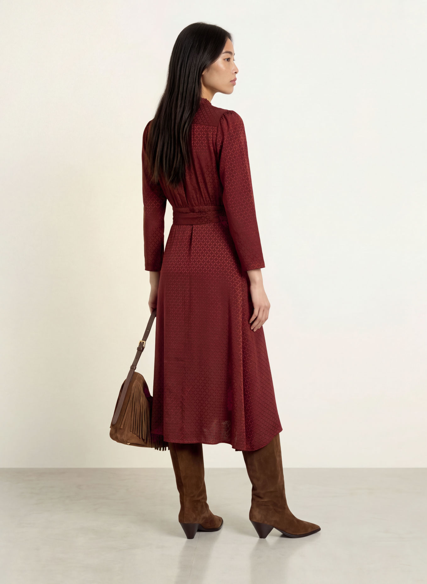 SUNCOO CIPRI Wrap dress: DARK RED