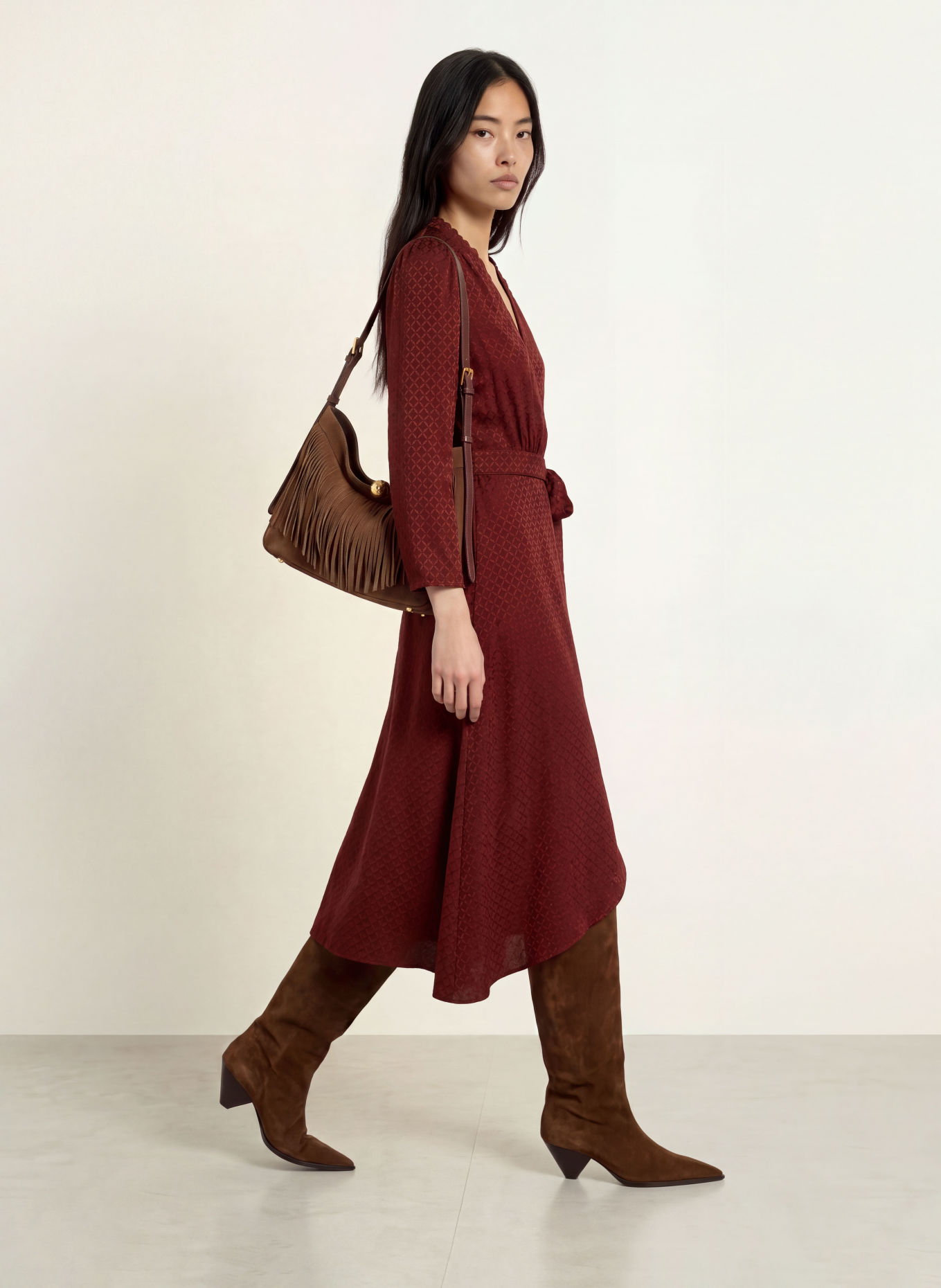 SUNCOO CIPRI Wrap dress: DARK RED