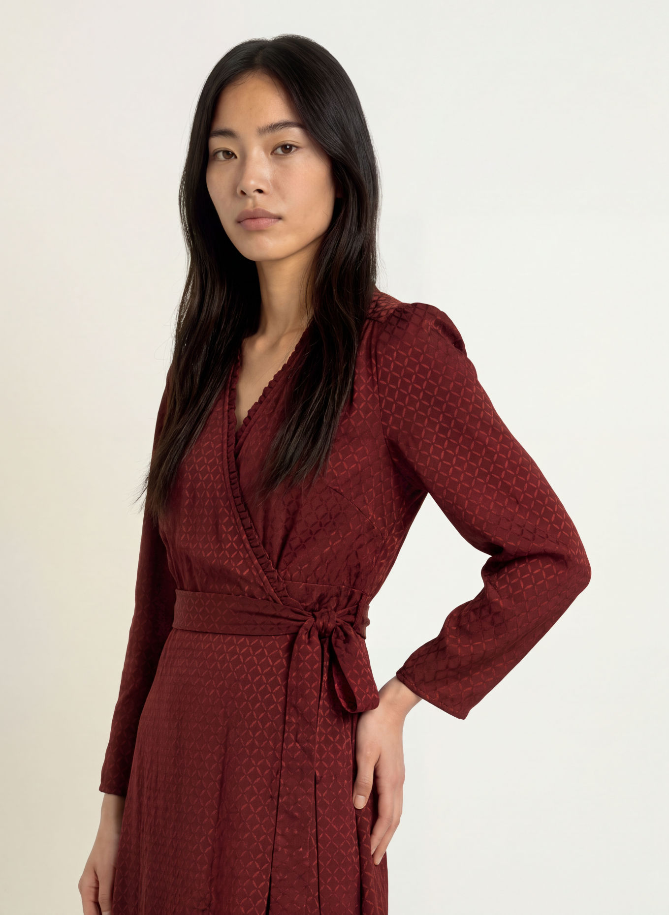 SUNCOO CIPRI Wrap dress: DARK RED