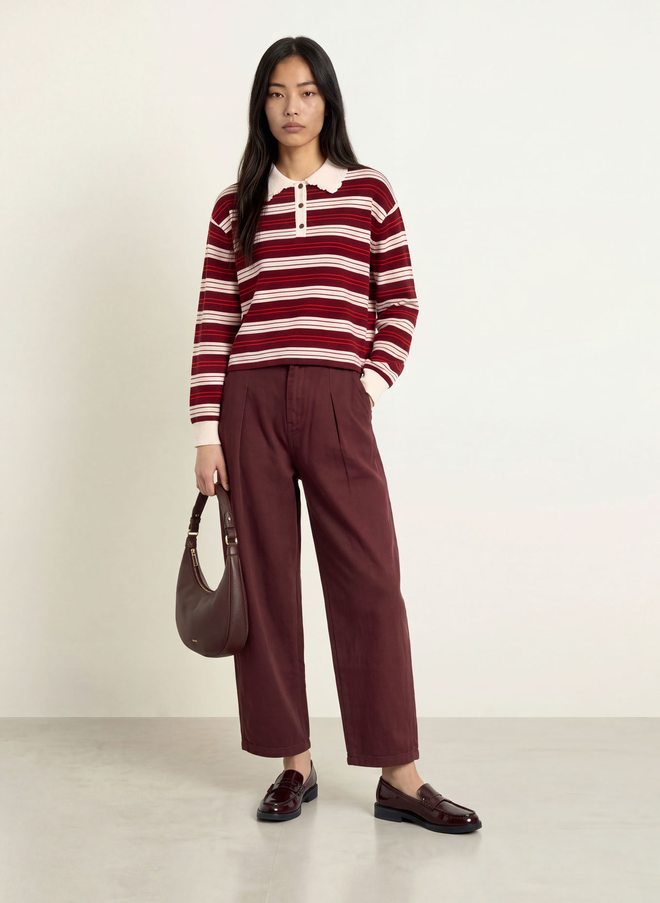 SUNCOO RIM wide-leg trousers: 53-PRUNE