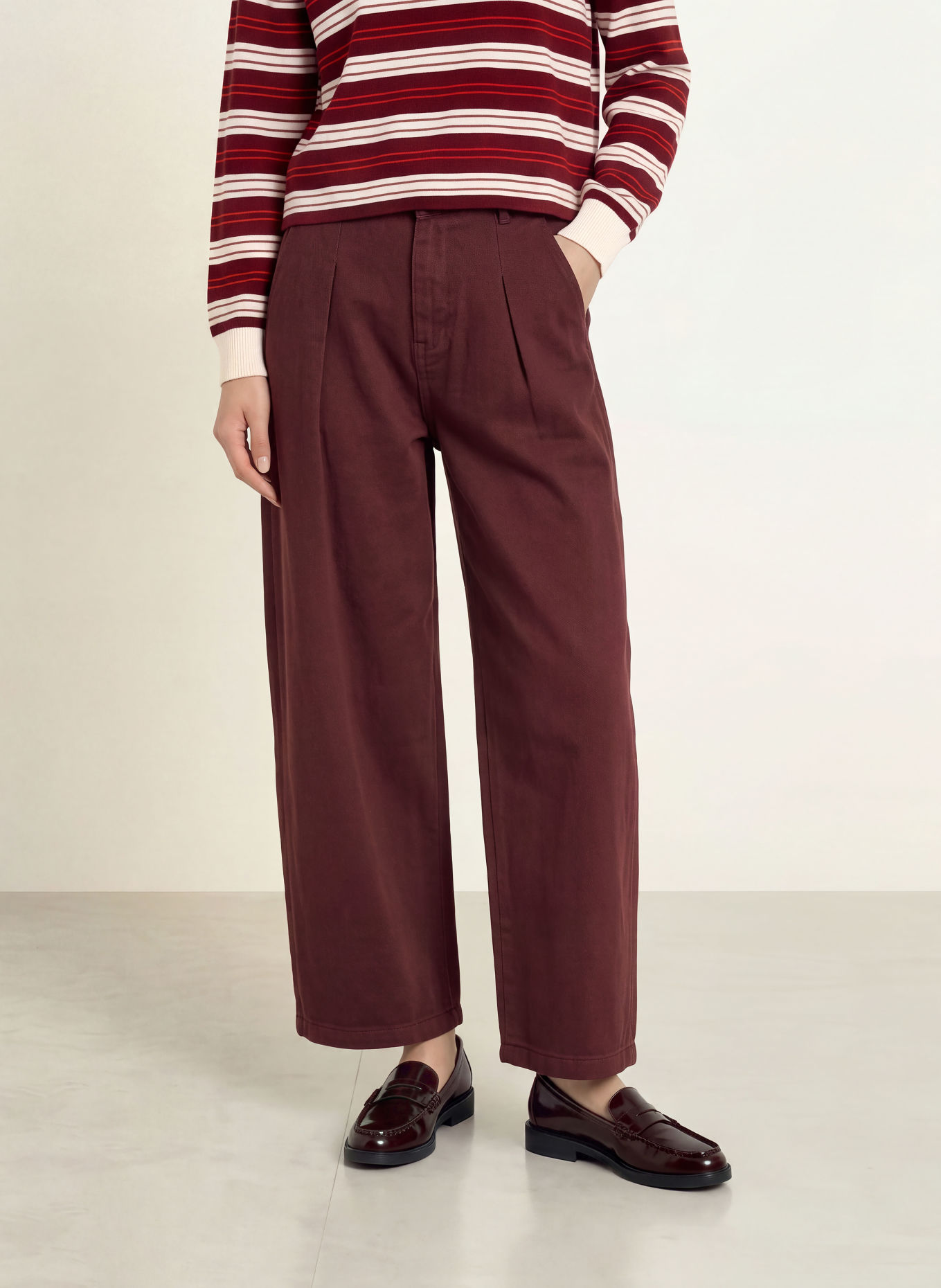 SUNCOO RIM wide-leg trousers: 53-PRUNE