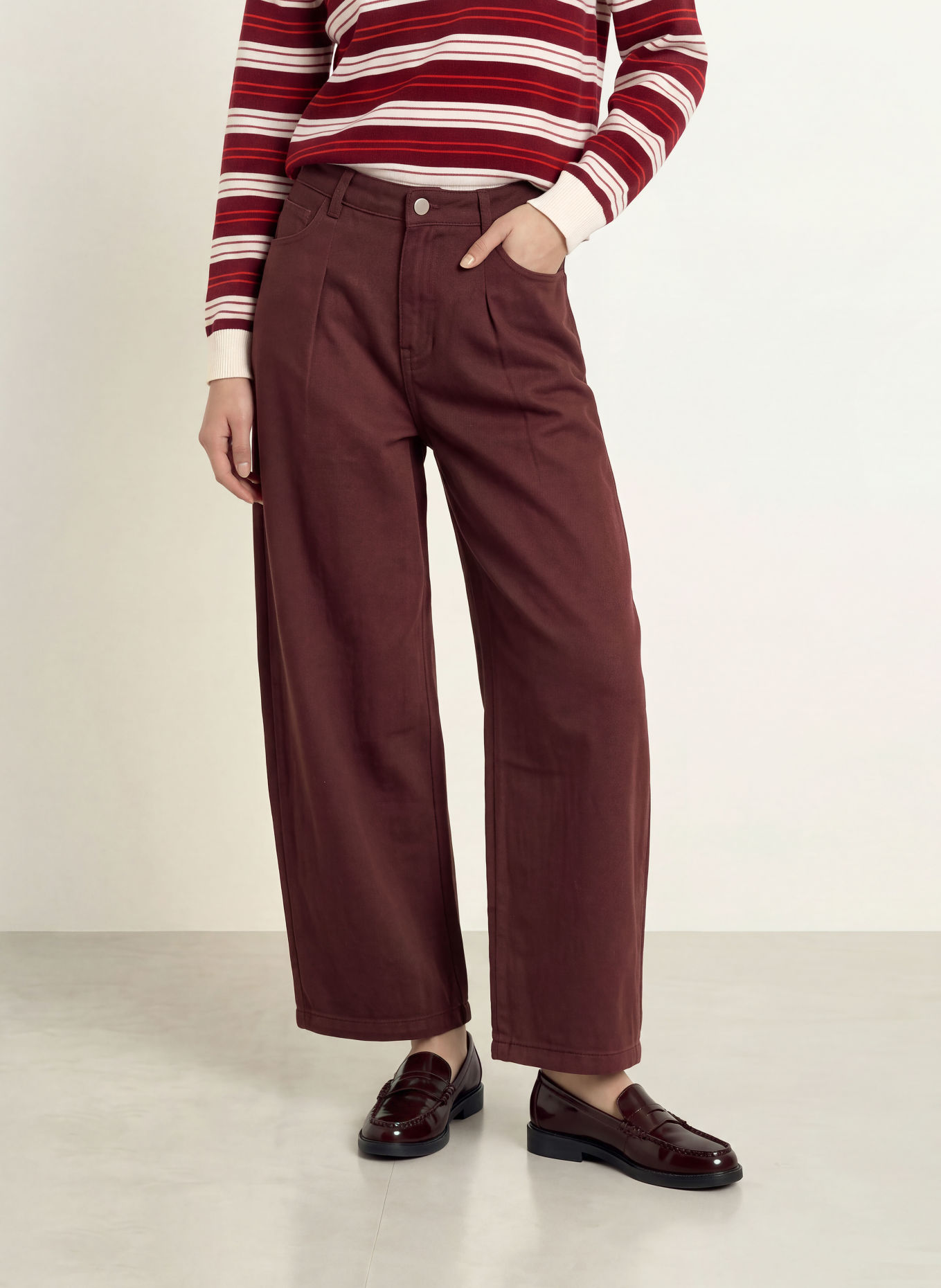 SUNCOO RIM wide-leg trousers: 53-PRUNE