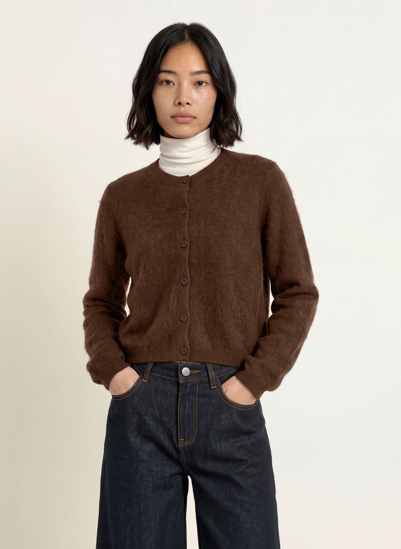 SUNCOO GALINA Cardigan: DARK BROWN