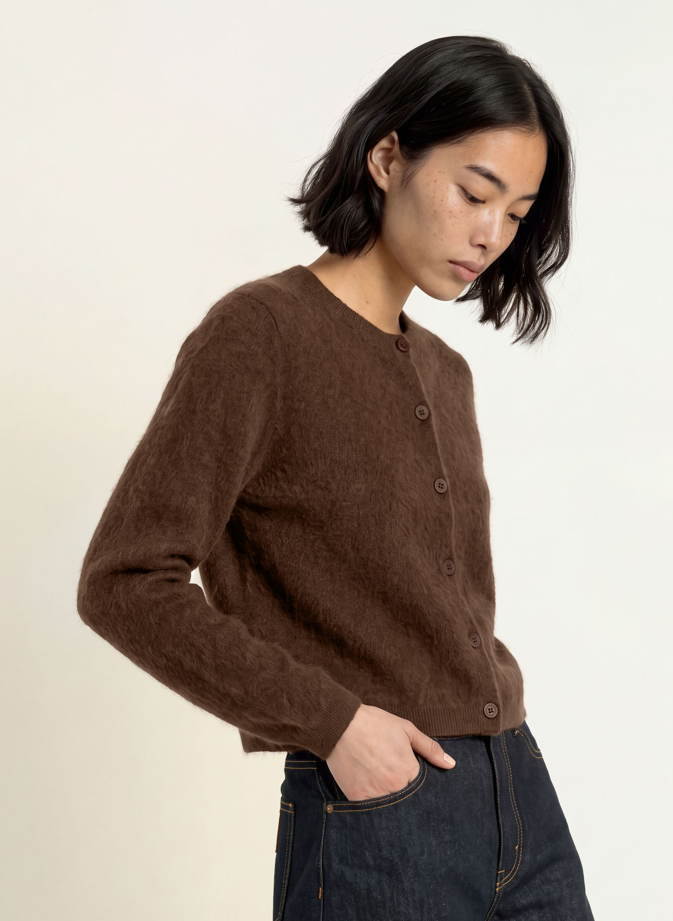 SUNCOO GALINA Cardigan: DARK BROWN
