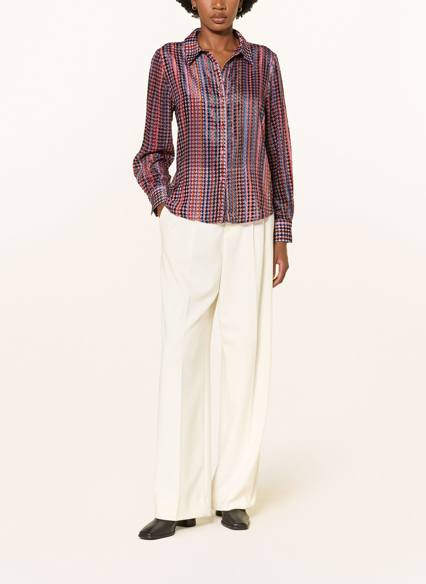 Rich & Royal Velvet shirt blouse: PINK / ORANGE / BLUE