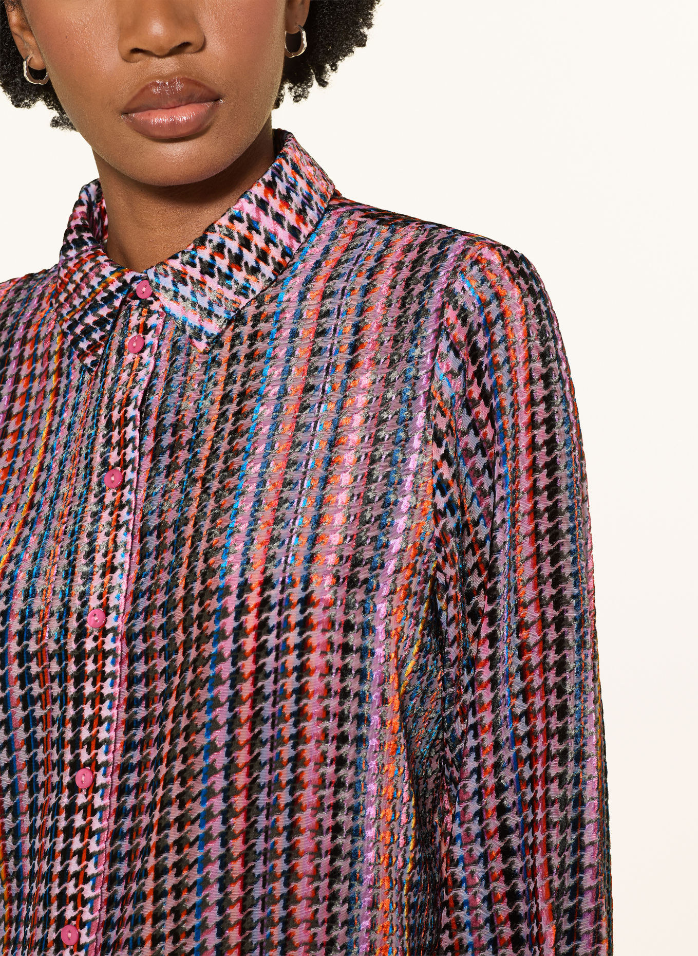 Rich & Royal Velvet shirt blouse: PINK / ORANGE / BLUE
