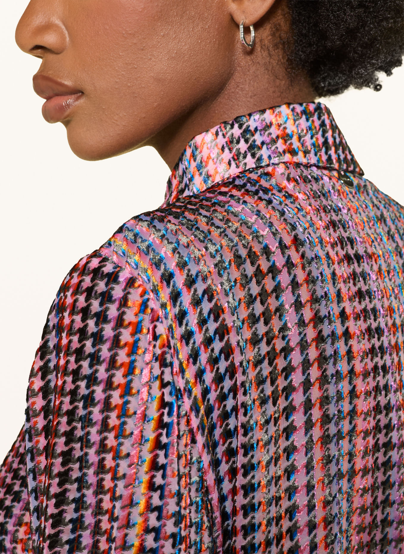 Rich & Royal Velvet shirt blouse: PINK / ORANGE / BLUE