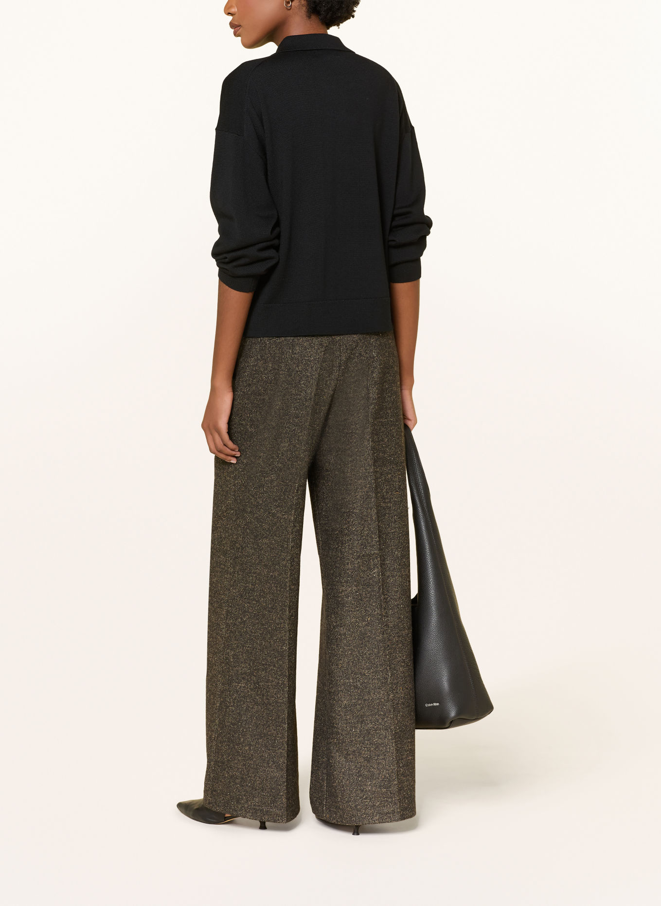 Rich & Royal Wide-leg trousers: DARK BROWN