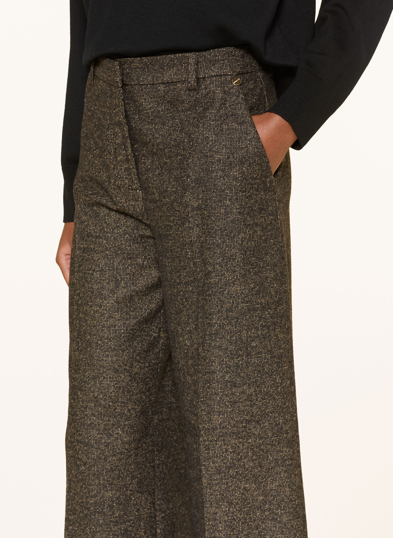 Rich & Royal Wide-leg trousers: DARK BROWN