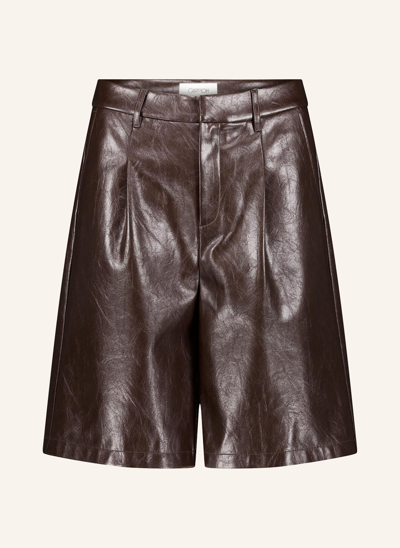 CARTOON Bermuda aspect cuir: MARRON FONCÉ