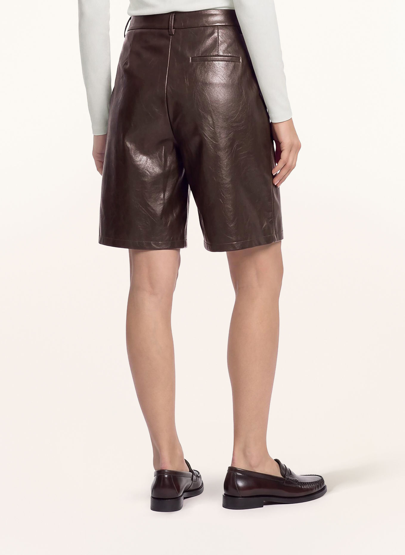 CARTOON Bermuda aspect cuir: MARRON FONCÉ