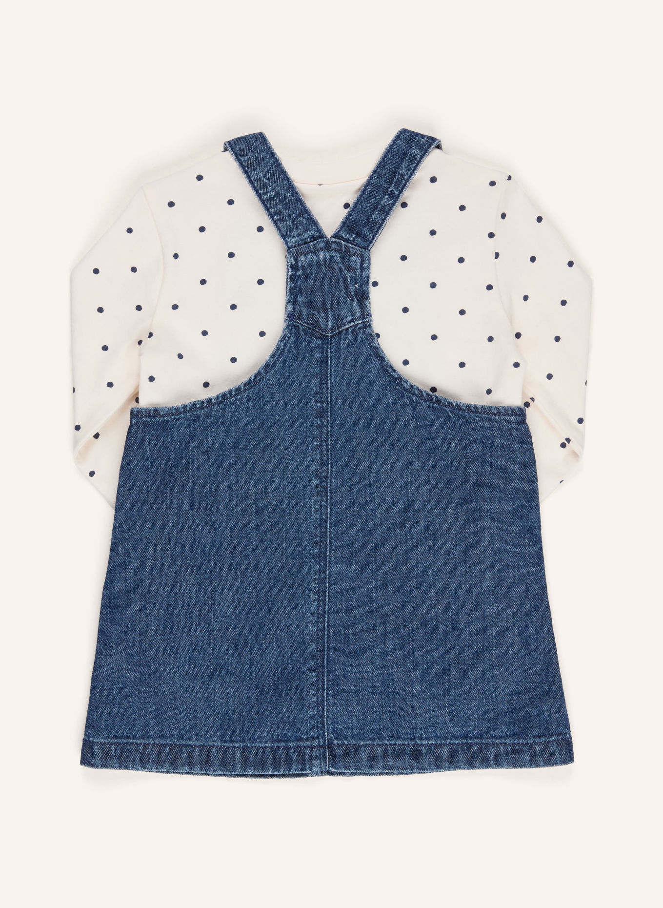 TOMMY HILFIGER Set PINAFORE: Longsleeve en spijkerjurk: BLAUW / WIT / ZWART