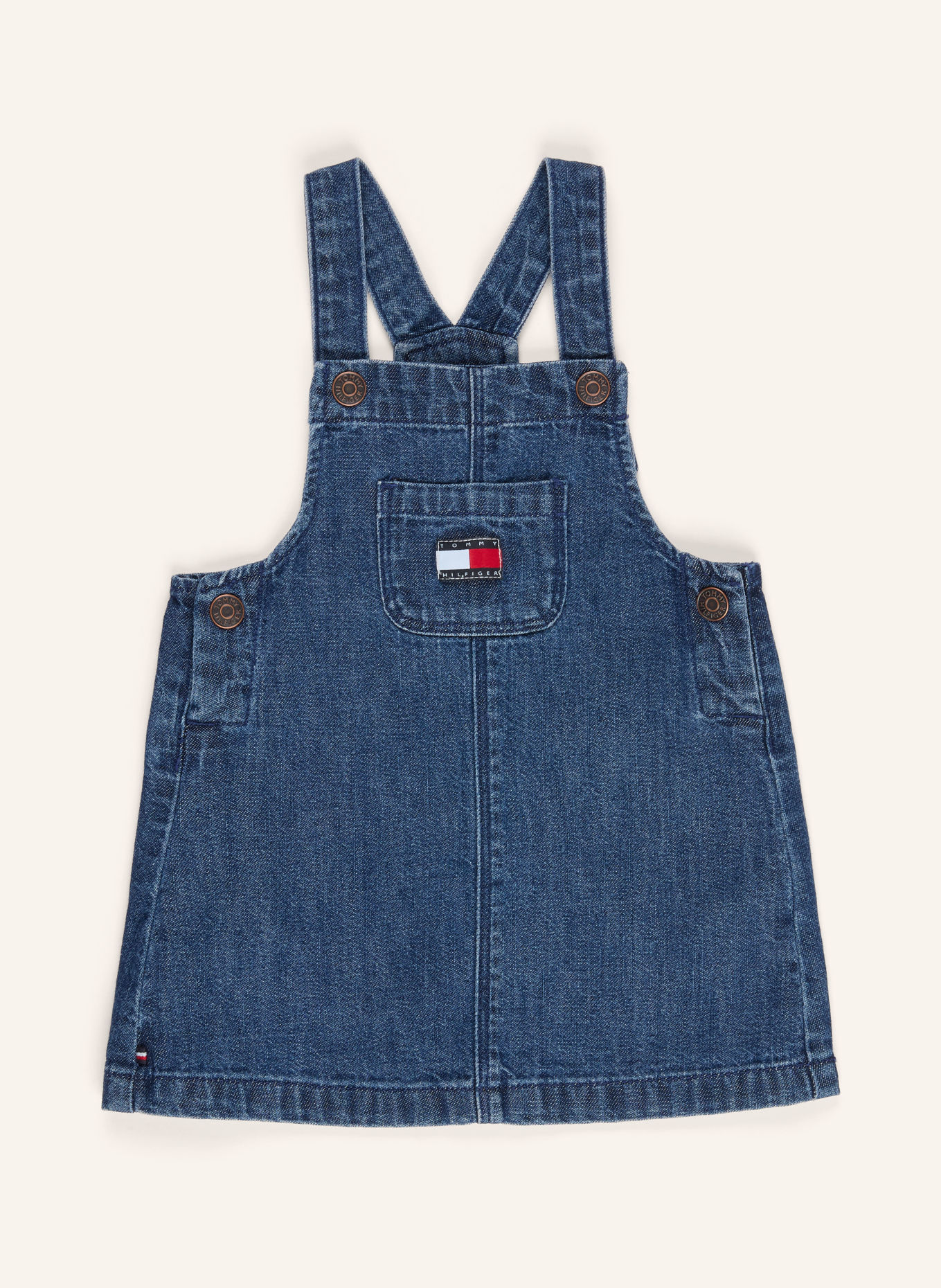 TOMMY HILFIGER Set PINAFORE: Longsleeve en spijkerjurk: BLAUW / WIT / ZWART