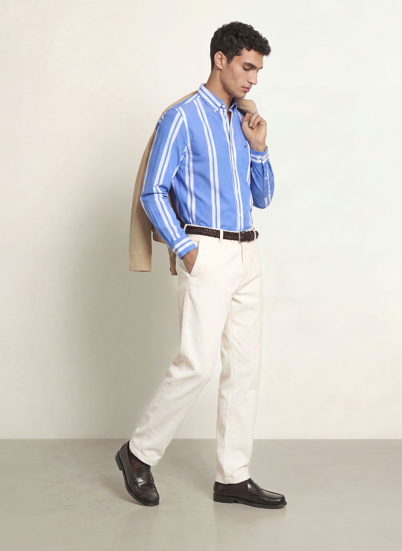 TOMMY HILFIGER Regular-Fit Shirt: BLUE / WHITE