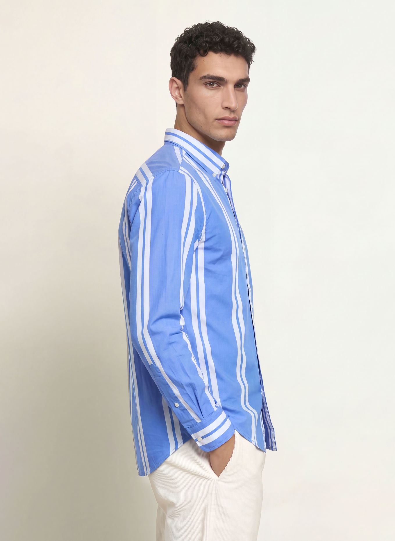 TOMMY HILFIGER Regular-Fit Shirt: BLUE / WHITE