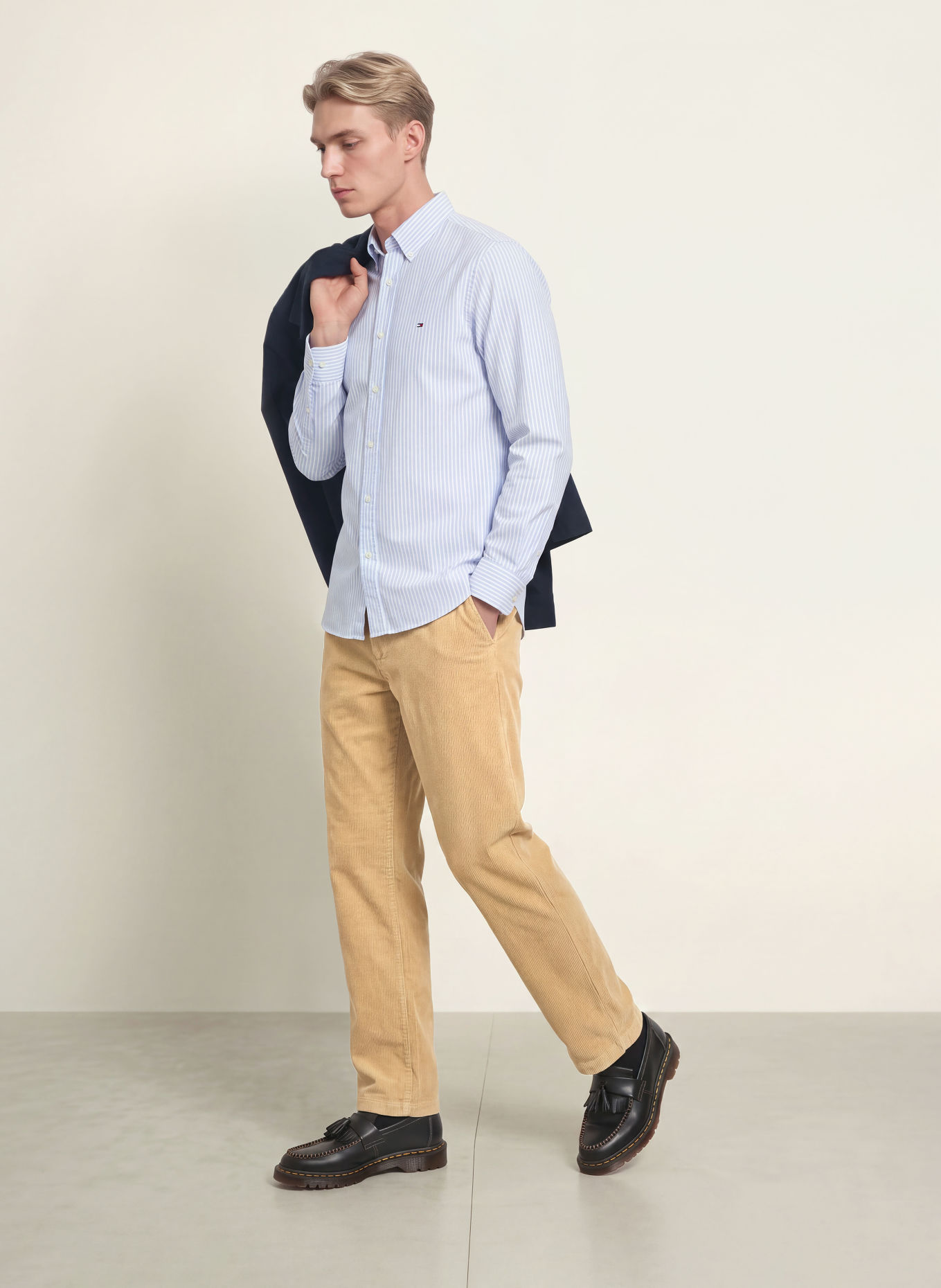 TOMMY HILFIGER Regular-Fit Shirt: LIGHT BLUE / WHITE