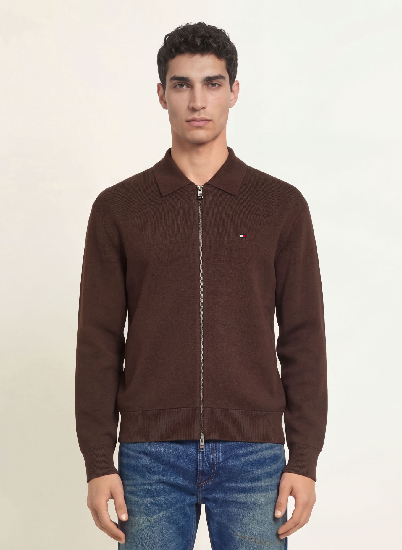 TOMMY HILFIGER Strickjacke: DUNKELBRAUN