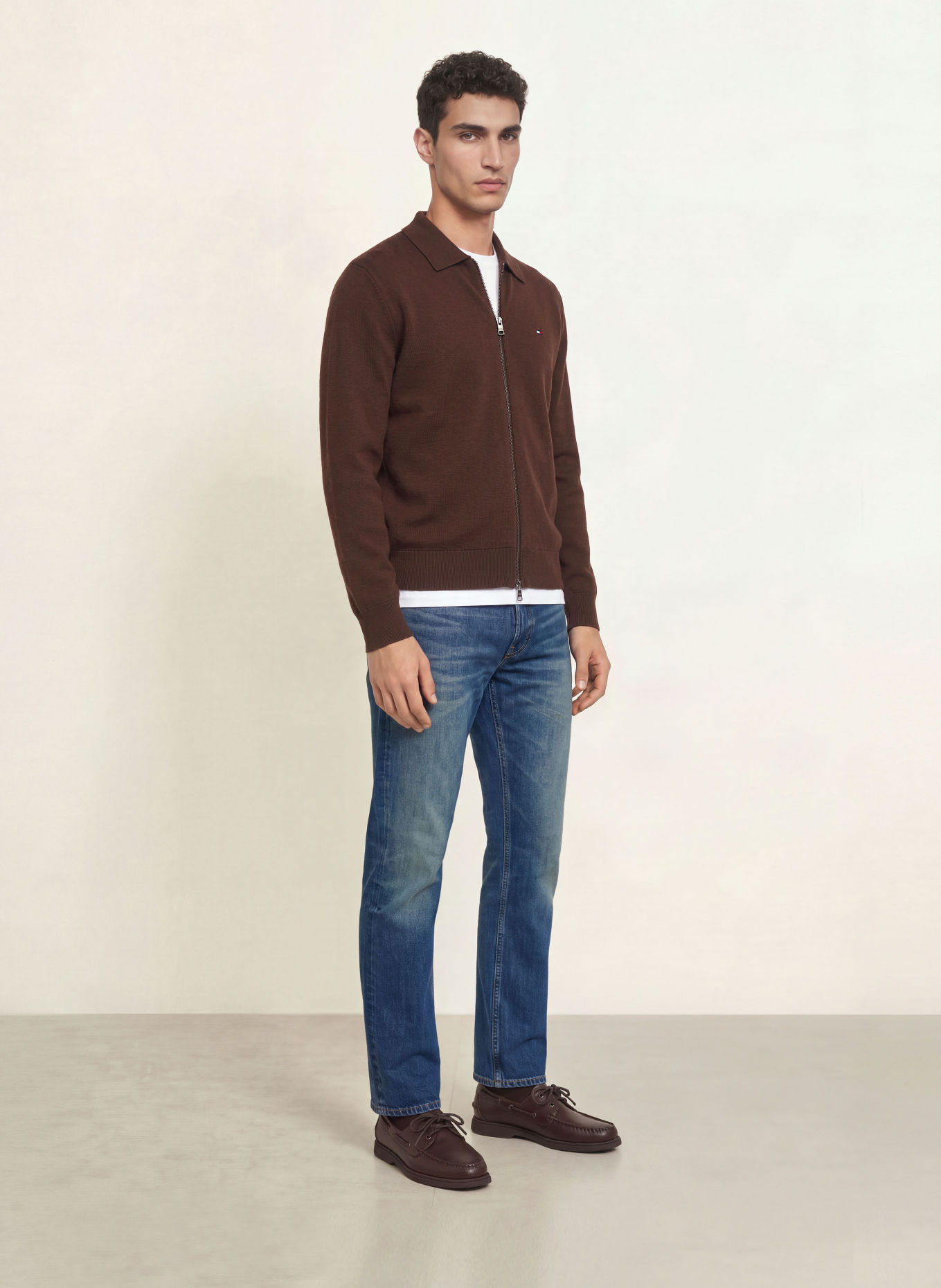 TOMMY HILFIGER Strickjacke: DUNKELBRAUN