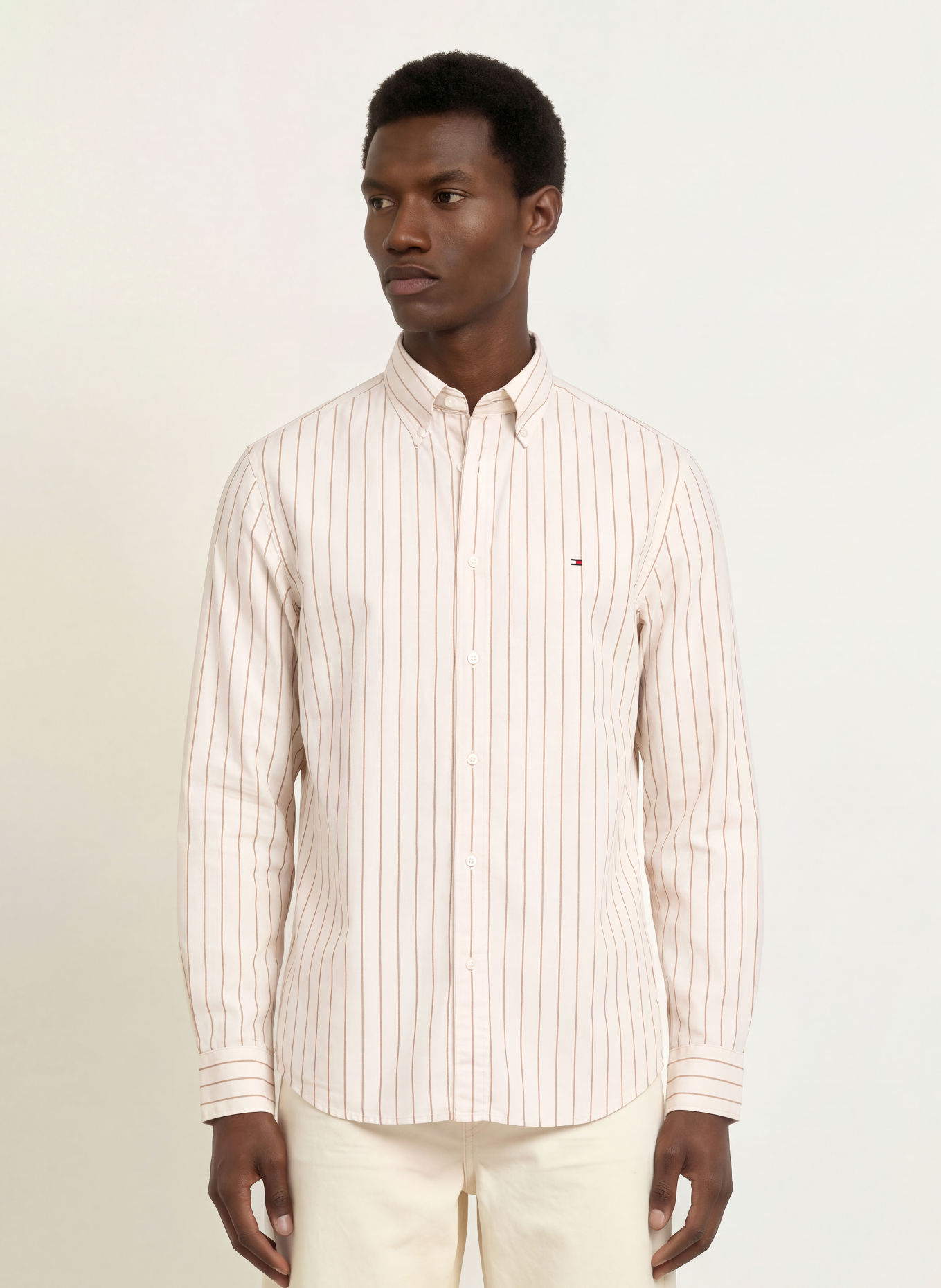 TOMMY HILFIGER Regular-Fit Shirt: CREAM / BROWN