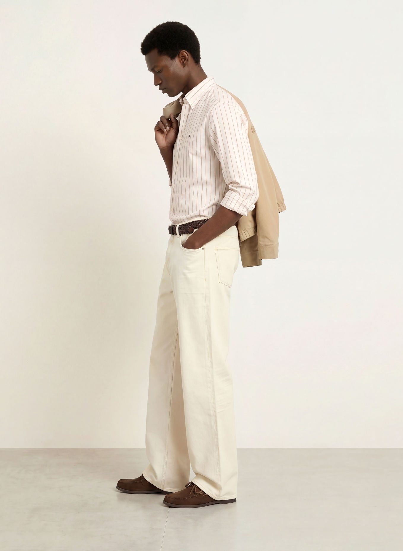 TOMMY HILFIGER Regular-Fit Shirt: CREAM / BROWN