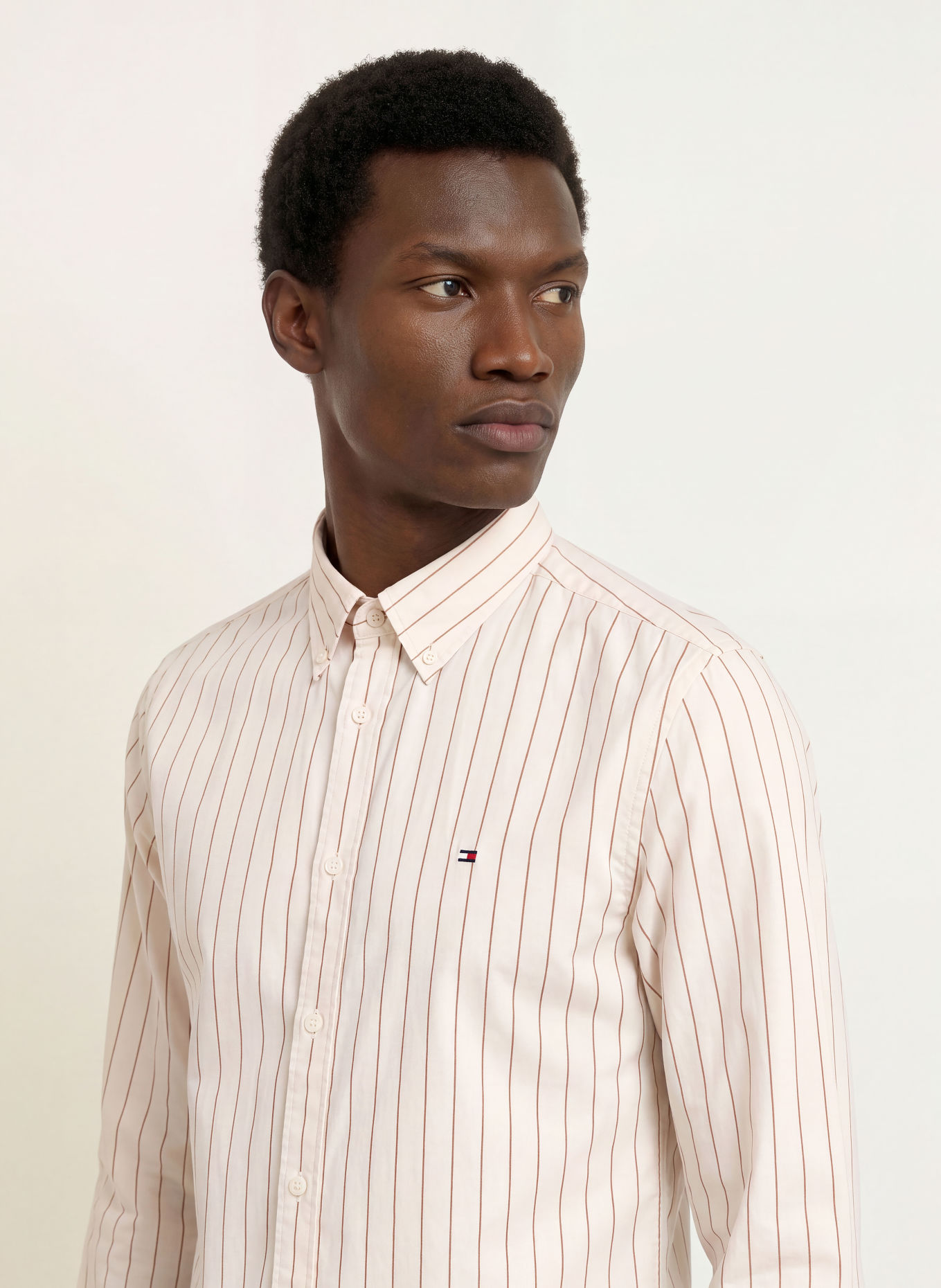 TOMMY HILFIGER Regular-Fit Shirt: CREAM / BROWN