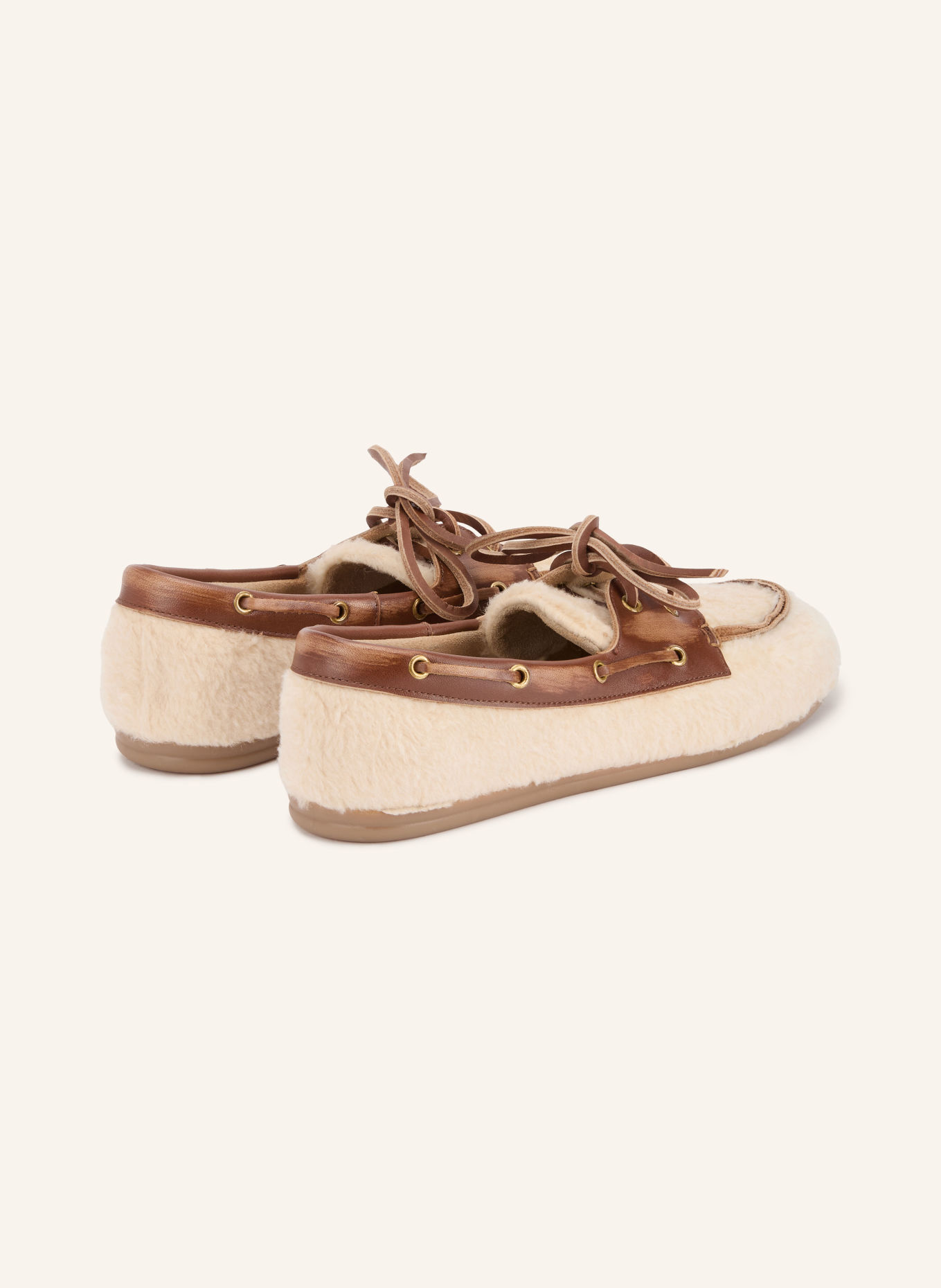 Posa ALPINA Boat Shoes: CREAM / DARK BROWN