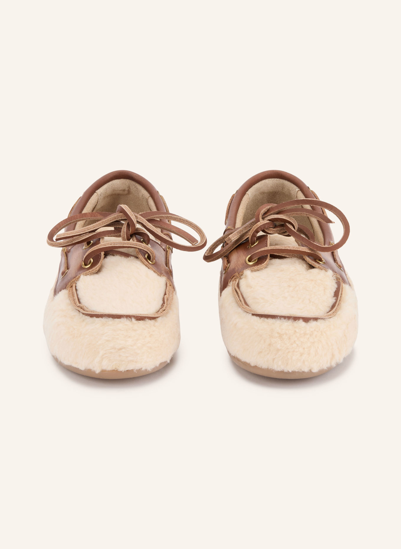 Posa ALPINA Boat Shoes: CREAM / DARK BROWN